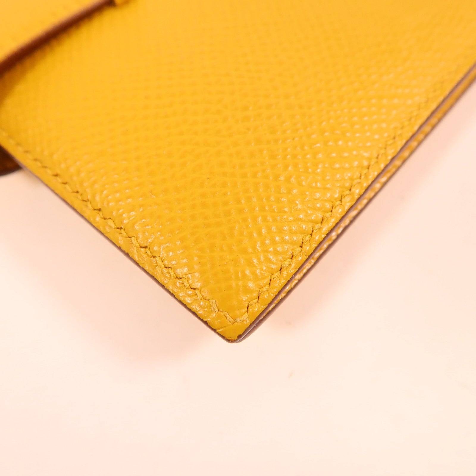 HERMES Epsom皮革Wallet金扣錢包黃色