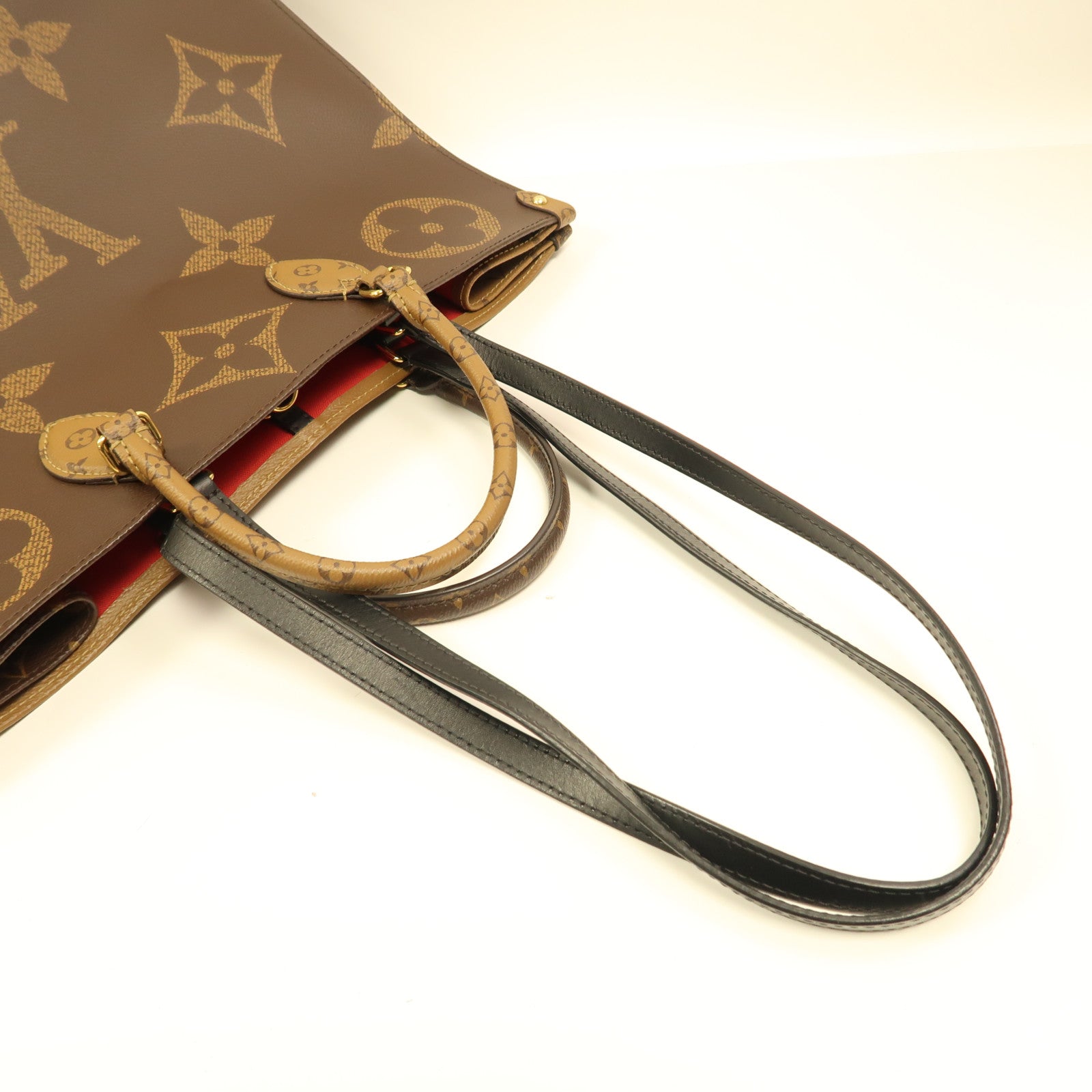 LOUIS VUITTON Monogram Giant On The Go GM金扣手挽肩背兩用袋棕色