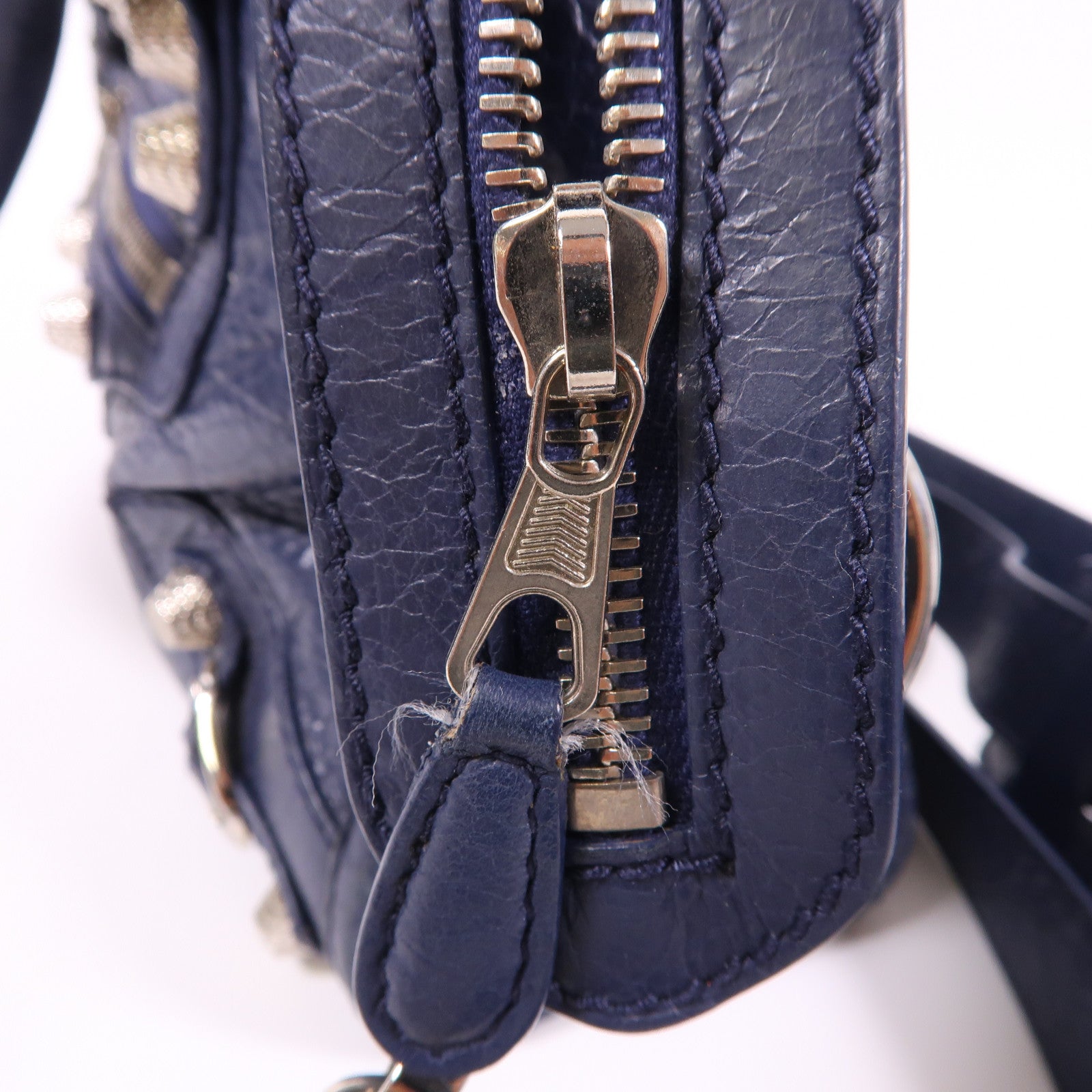 BALENCIAGA SHW Mini City 2 Way Shoulder Bag 309544 Calfskin Leather Navy