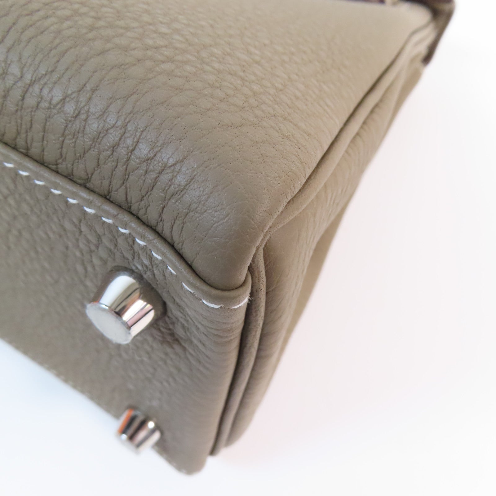 HERMES Togo皮革Kelly 25銀扣手挽肩背兩用袋Etoupe