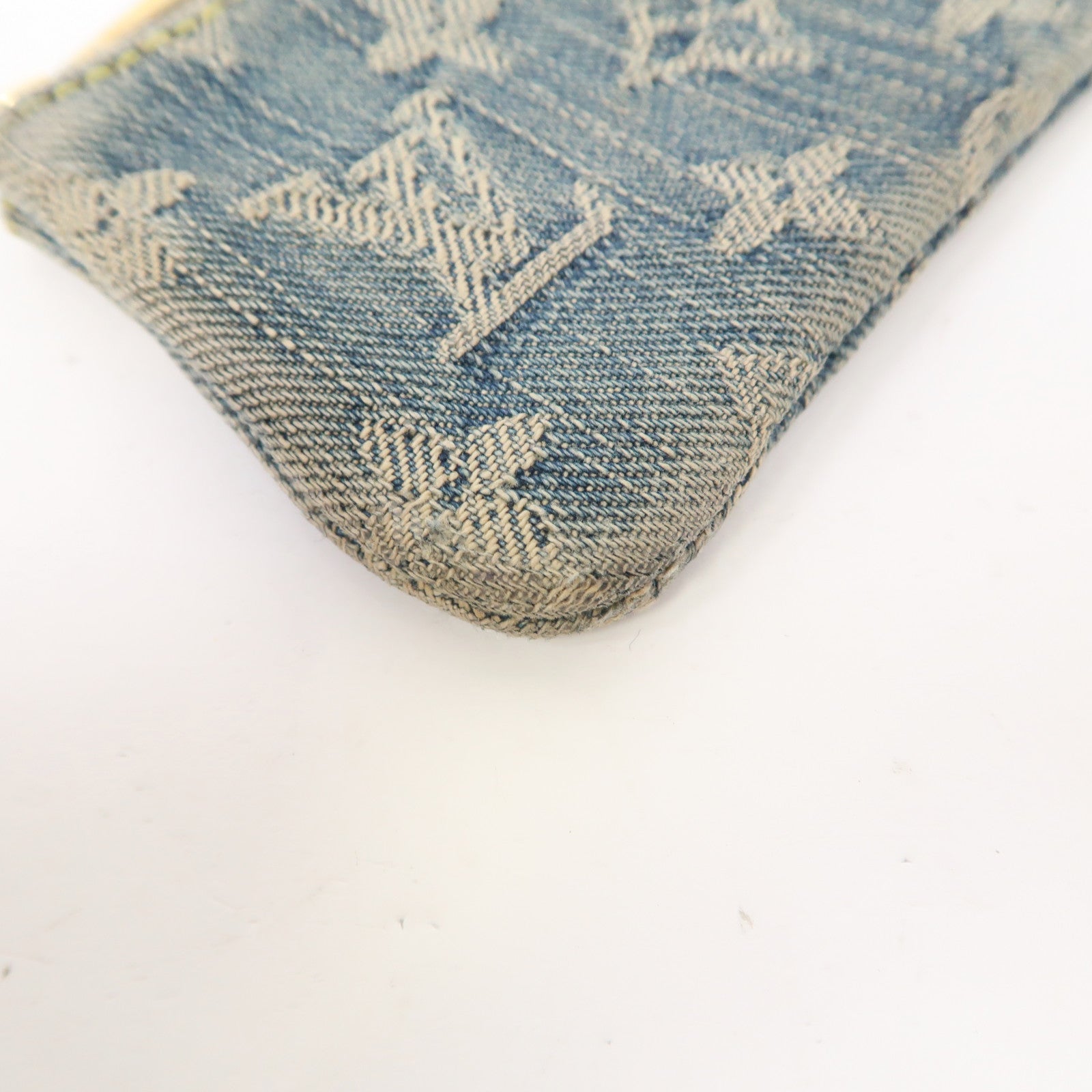 LOUIS VUITTON Monogram Denim Key & Coin Case金扣零錢包藍色