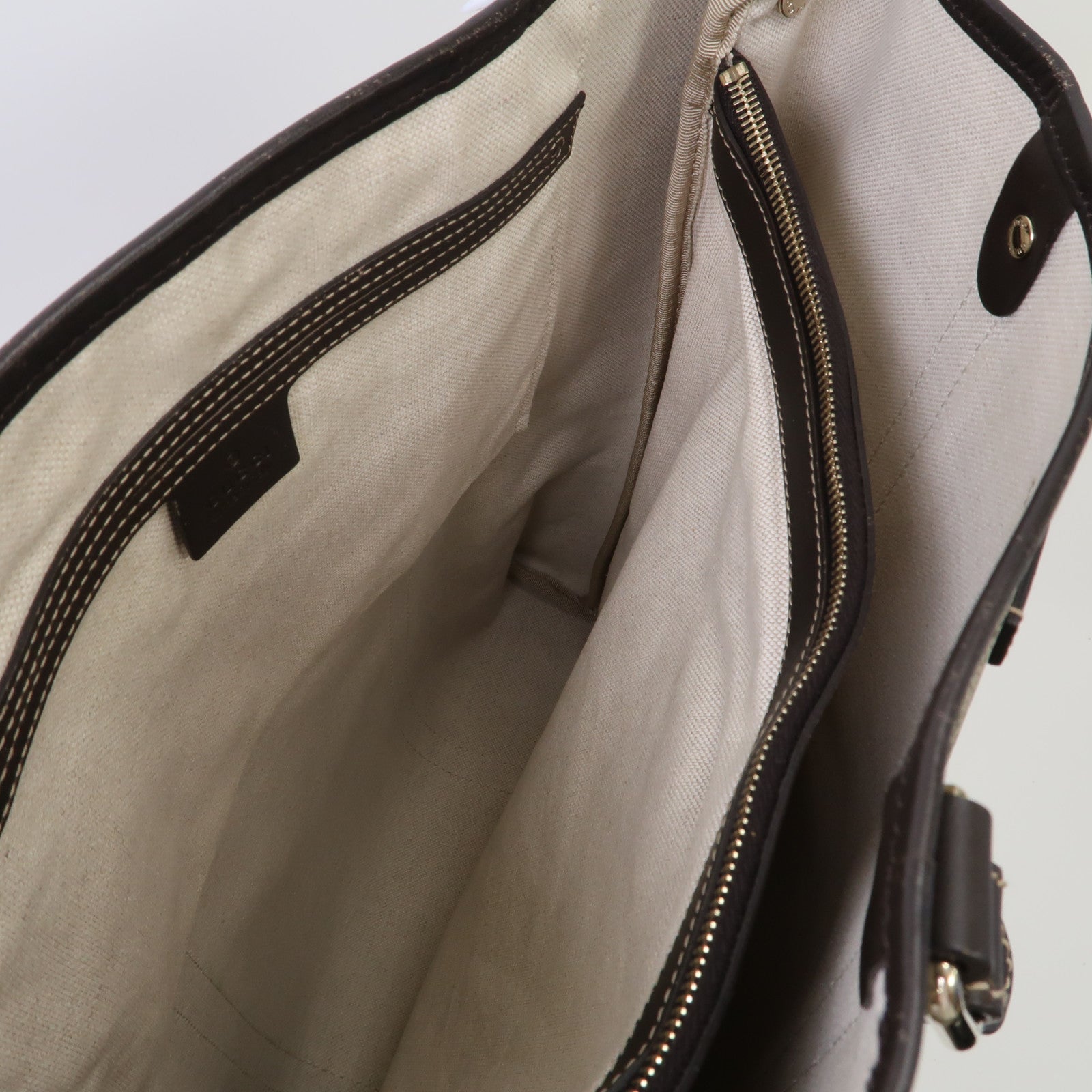 GUCCI 塗層帆布Tote Bag金扣手挽袋啡色