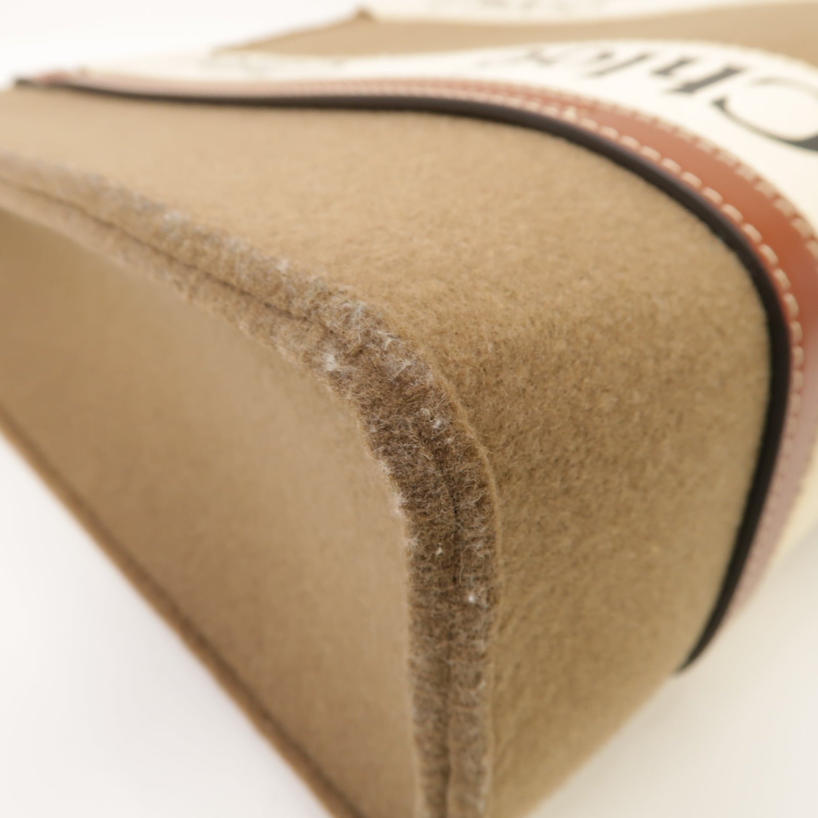 Chloe Felt/帆布Medium Woody Tote Bag金扣肩背袋啡色