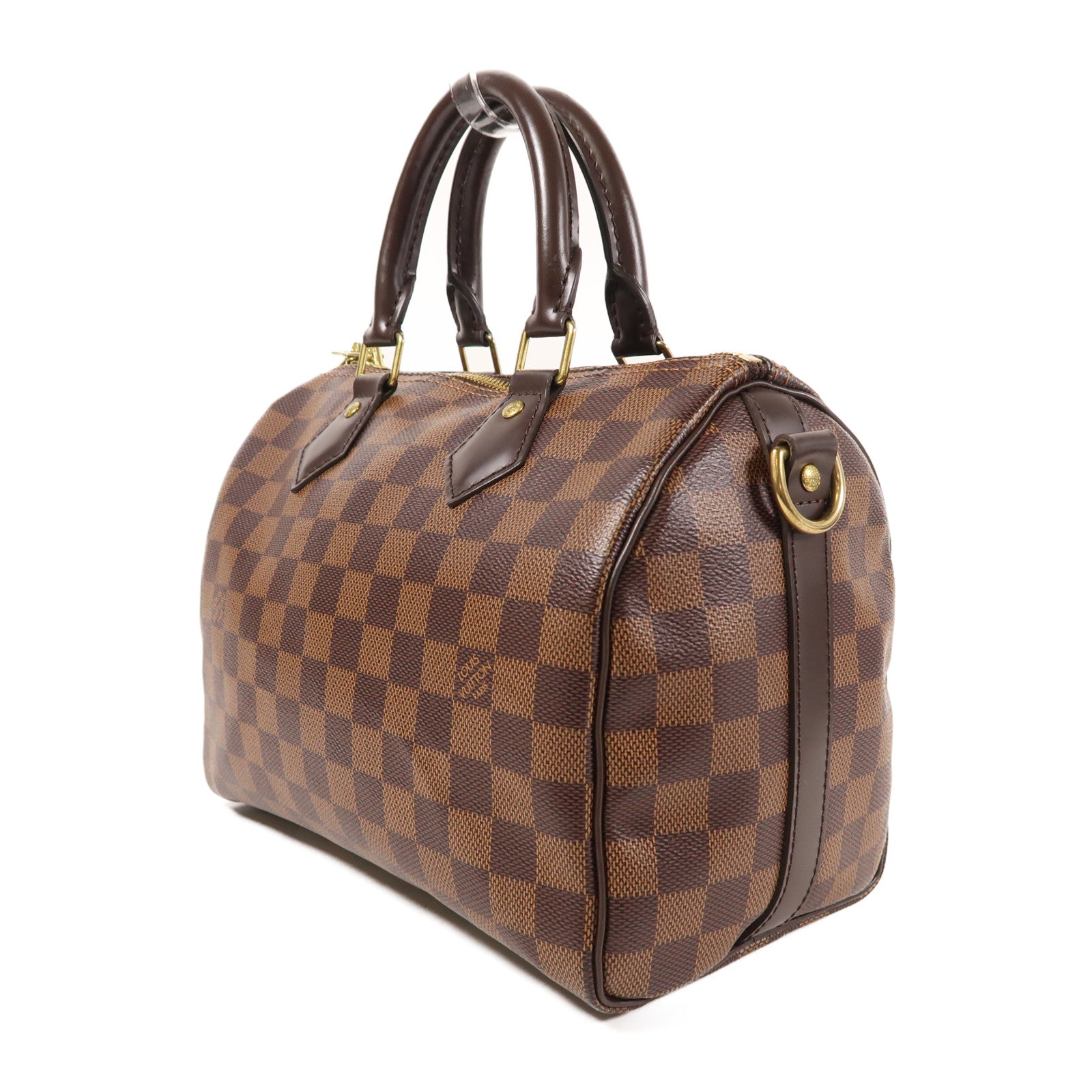 LOUIS VUITTON Damier Speedy Bandouliere 25金扣手挽肩背兩用袋