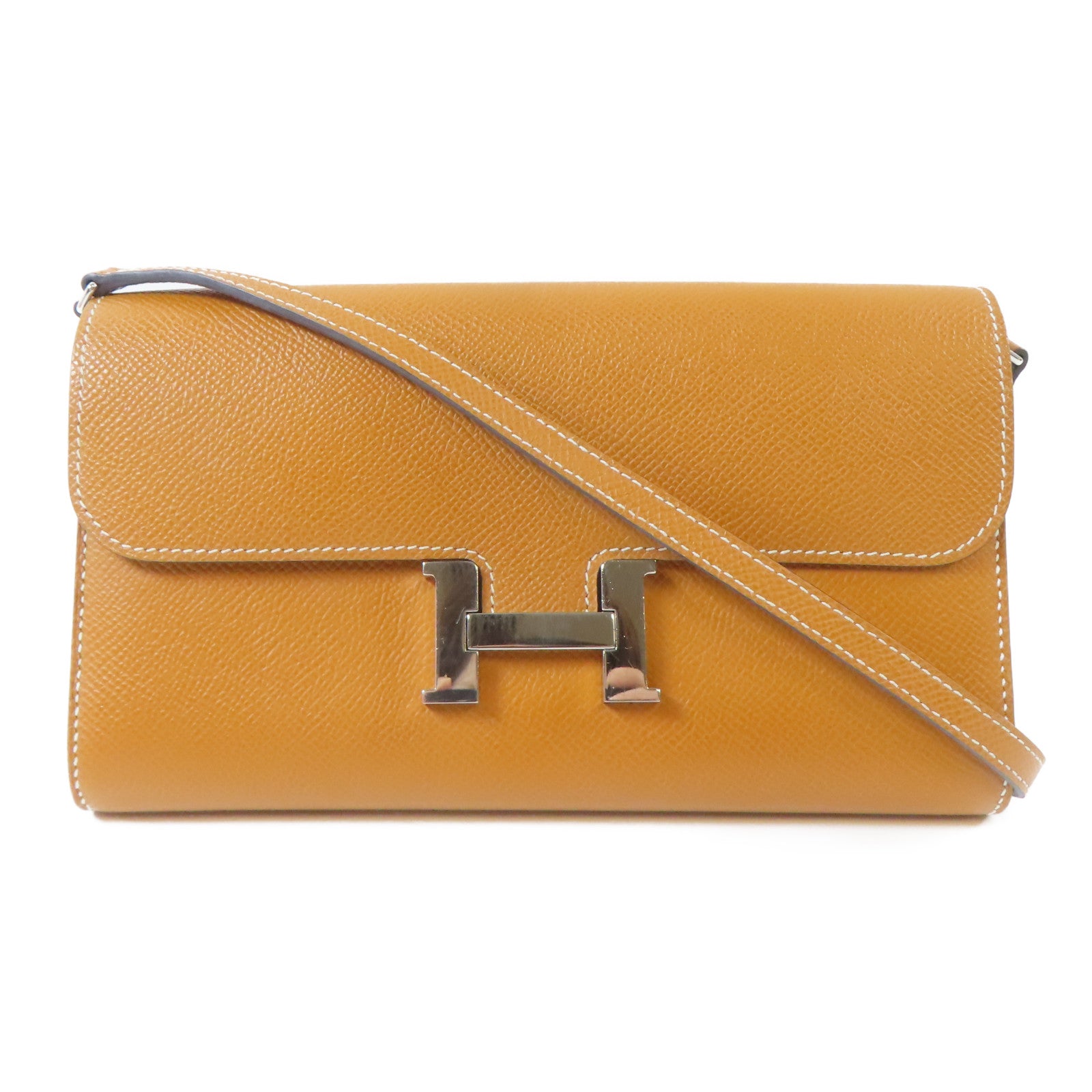 HERMES Epsom皮革Constance To Go銀扣肩背袋啡色