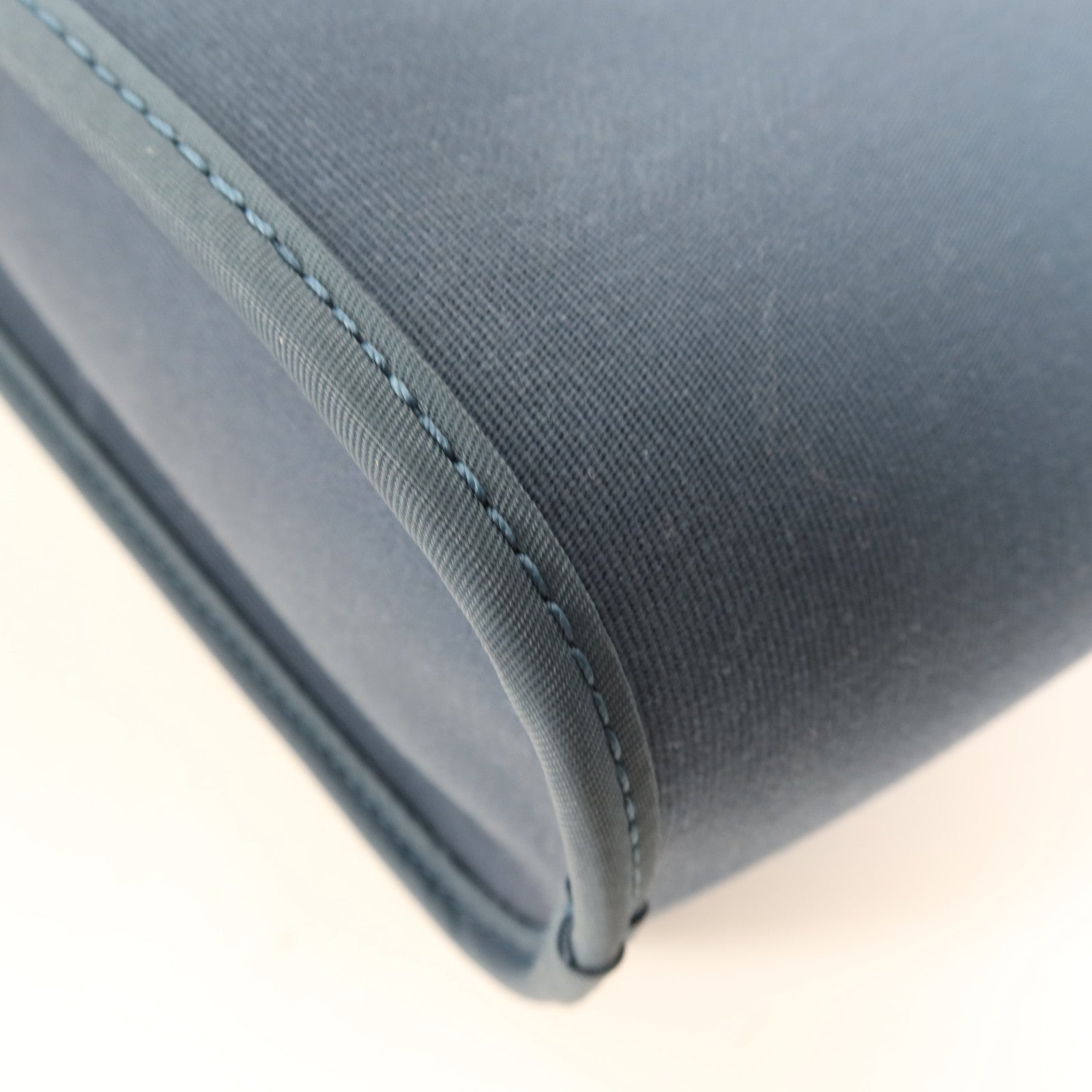 HERMES 帆布Cabag 32銀扣手挽肩背兩用袋Bleu Tempete
