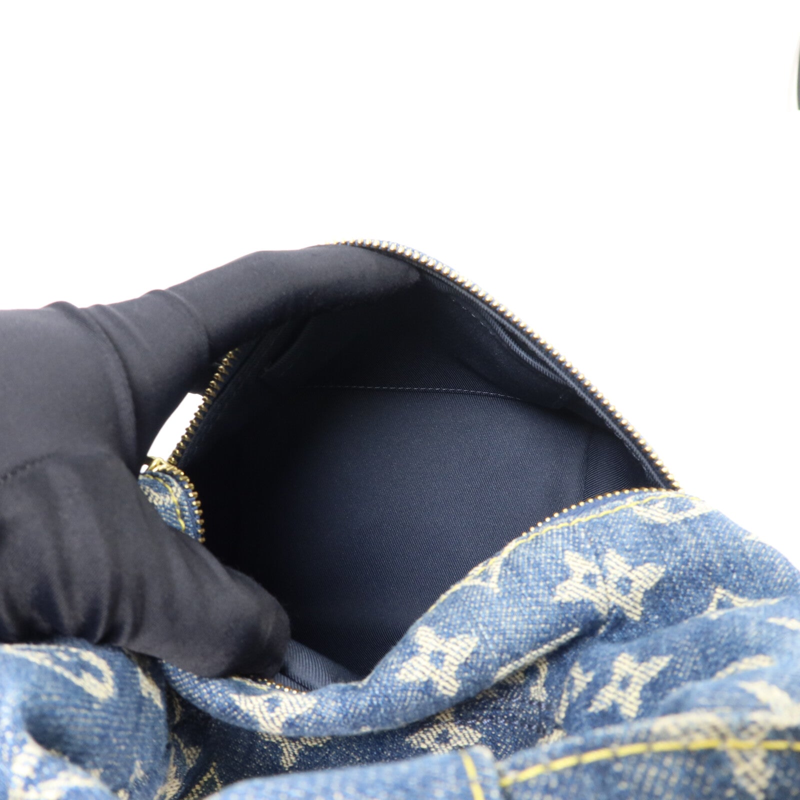 LOUIS VUITTON Monogram Denim/Taurillon Japanese Cruiser手挽肩背兩用袋