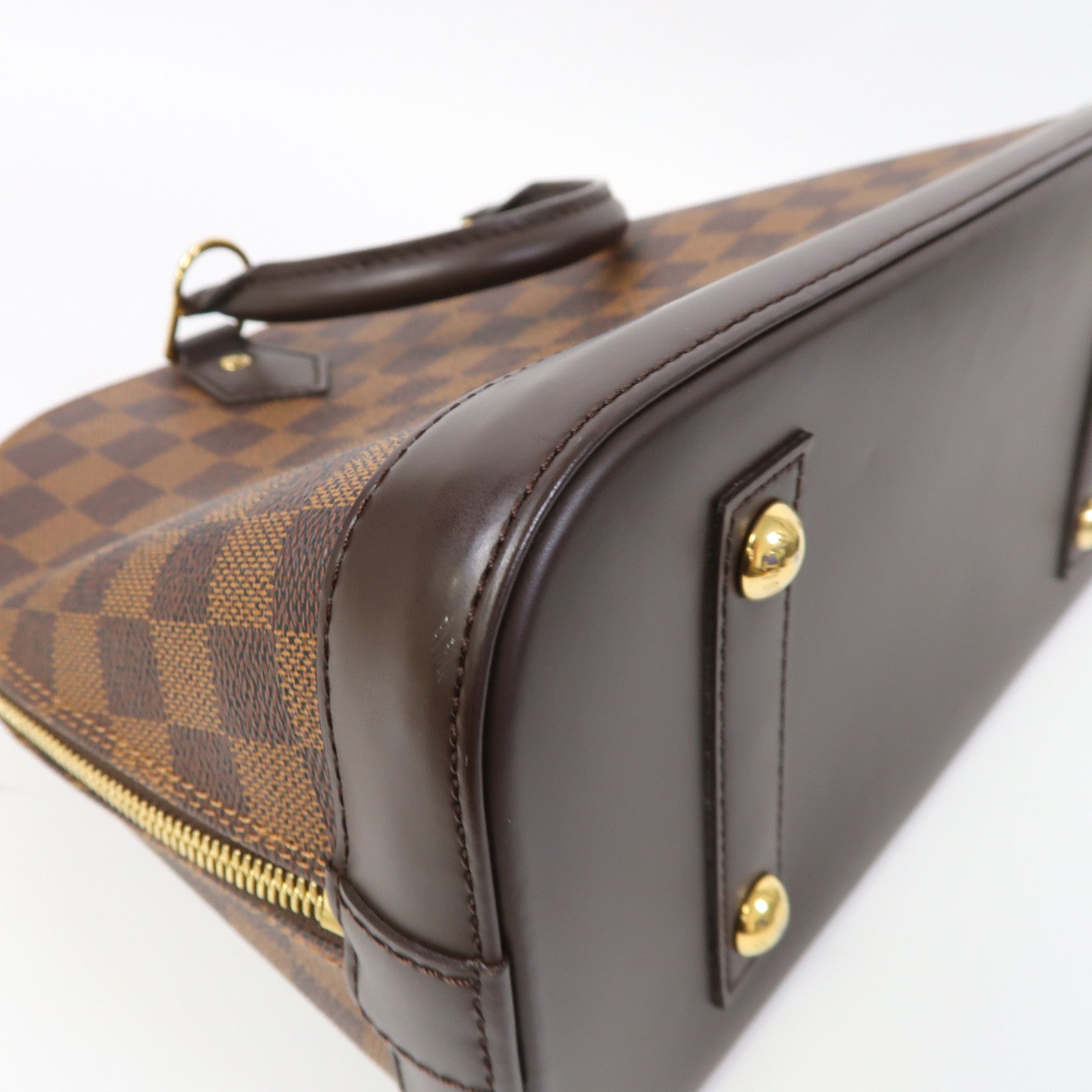 LOUIS VUITTON Damier Alma PM金扣手挽袋啡色