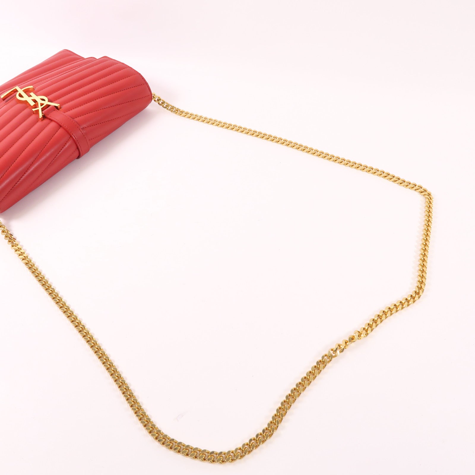 SAINT LAURENT 羊皮皮革Chain Shoulder Bag金扣鏈帶肩背袋