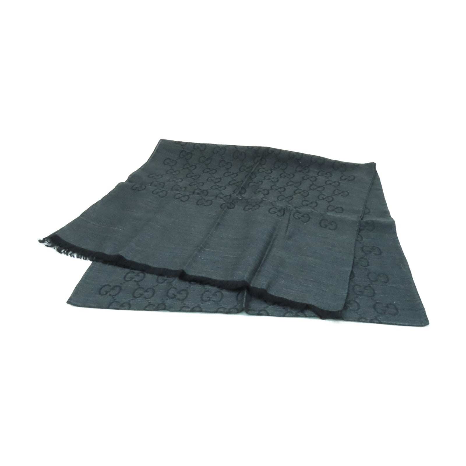 GUCCI 【激減優惠】羊毛/絲質Scarf圍巾深灰色