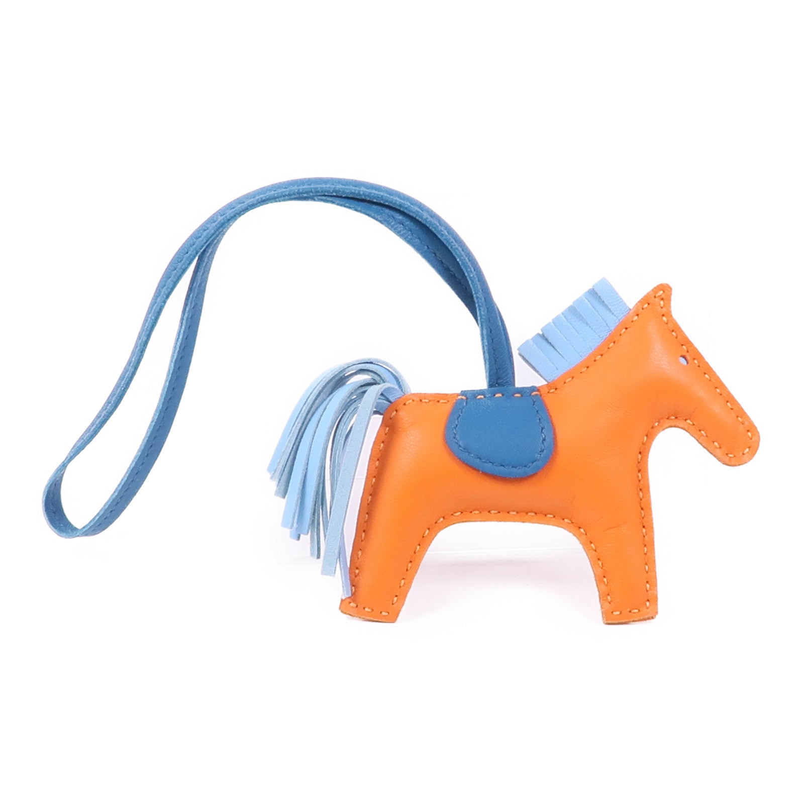 HERMES Milo皮革Rodeo PM掛飾Feu/Celeste/Cobalt