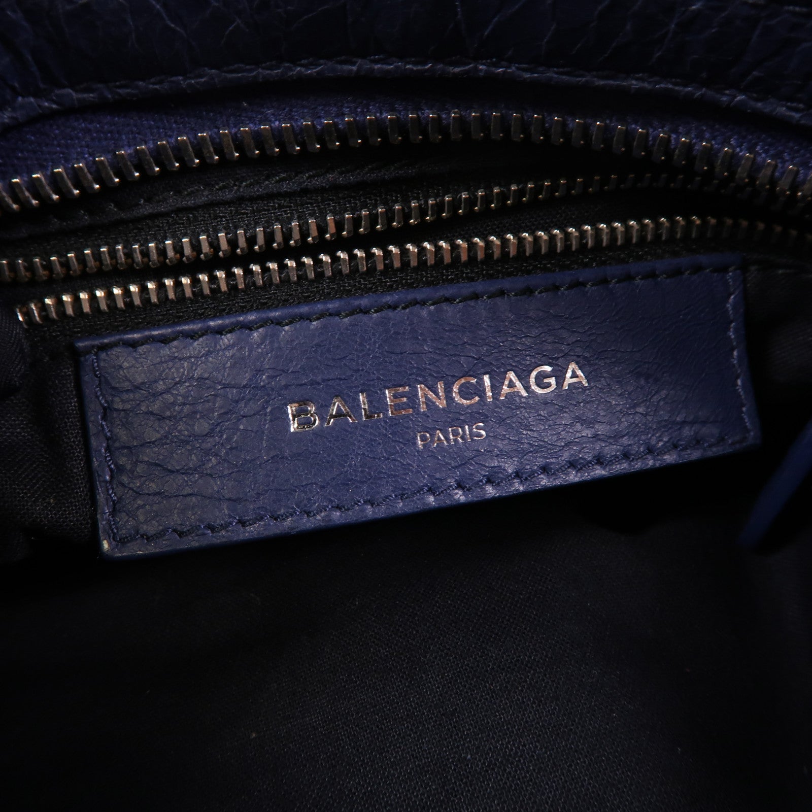 BALENCIAGA SHW Mini City 2 Way Shoulder Bag 309544 Calfskin Leather Navy