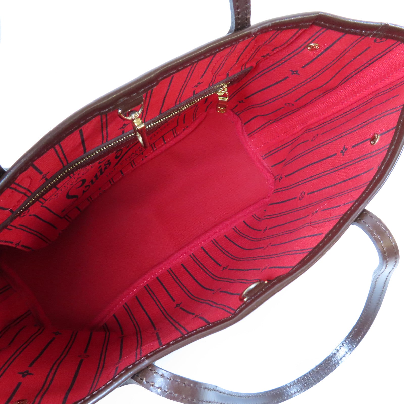 LOUIS VUITTON Damier Neverfull PM金扣手挽袋啡色