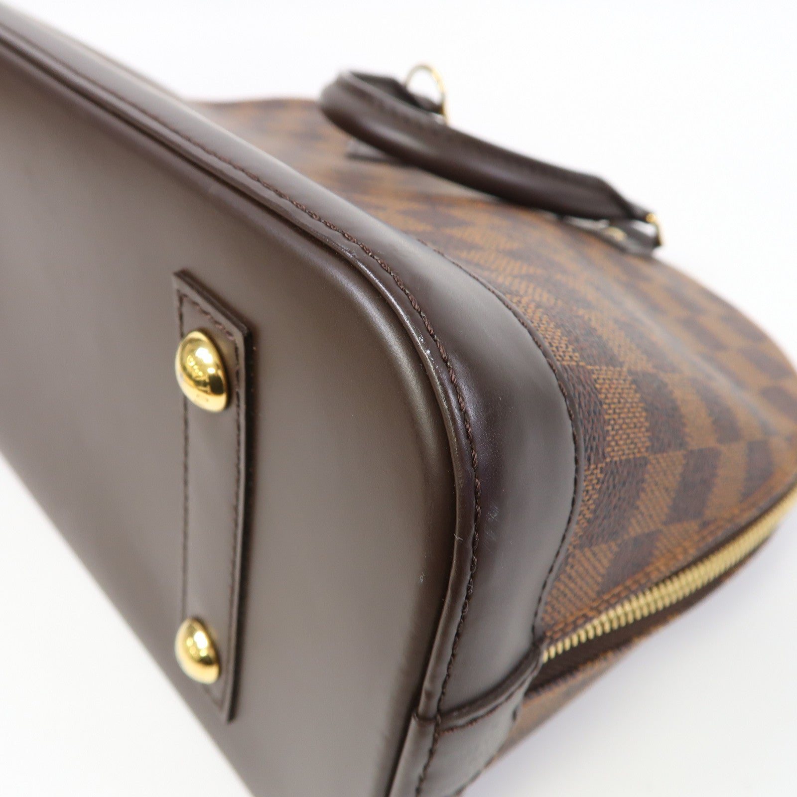 LOUIS VUITTON Damier Alma PM金扣手挽袋啡色