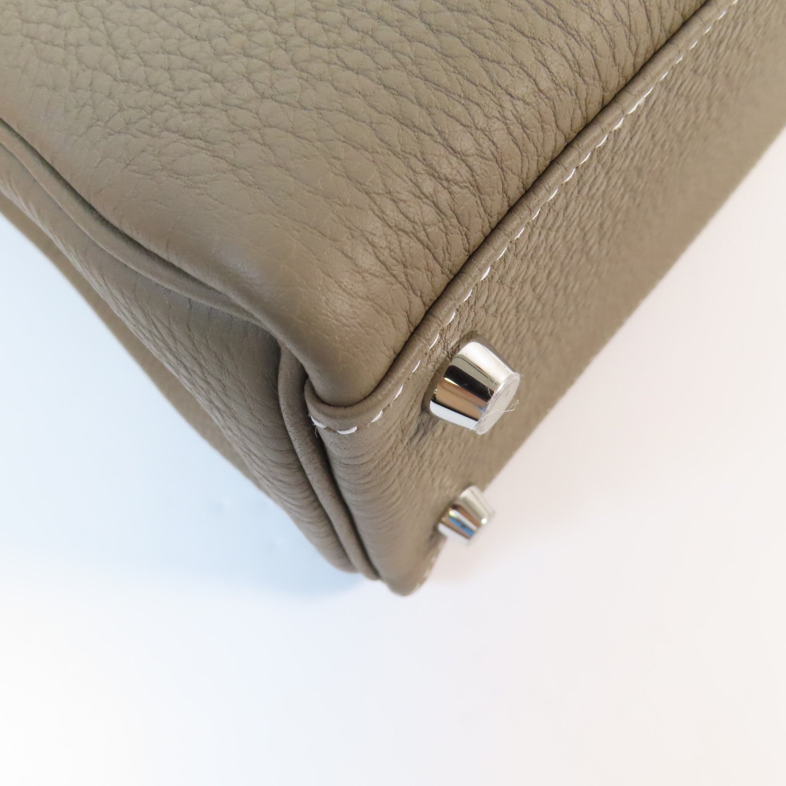 HERMES Togo皮革Kelly 25銀扣手挽肩背兩用袋Etoupe