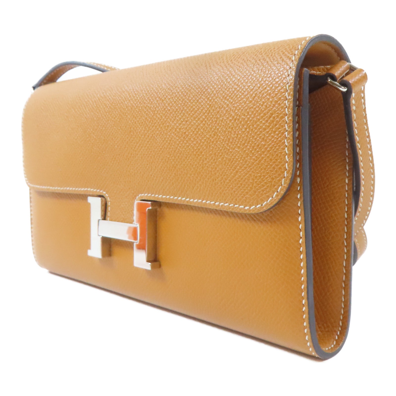HERMES Epsom皮革Constance To Go銀扣肩背袋啡色