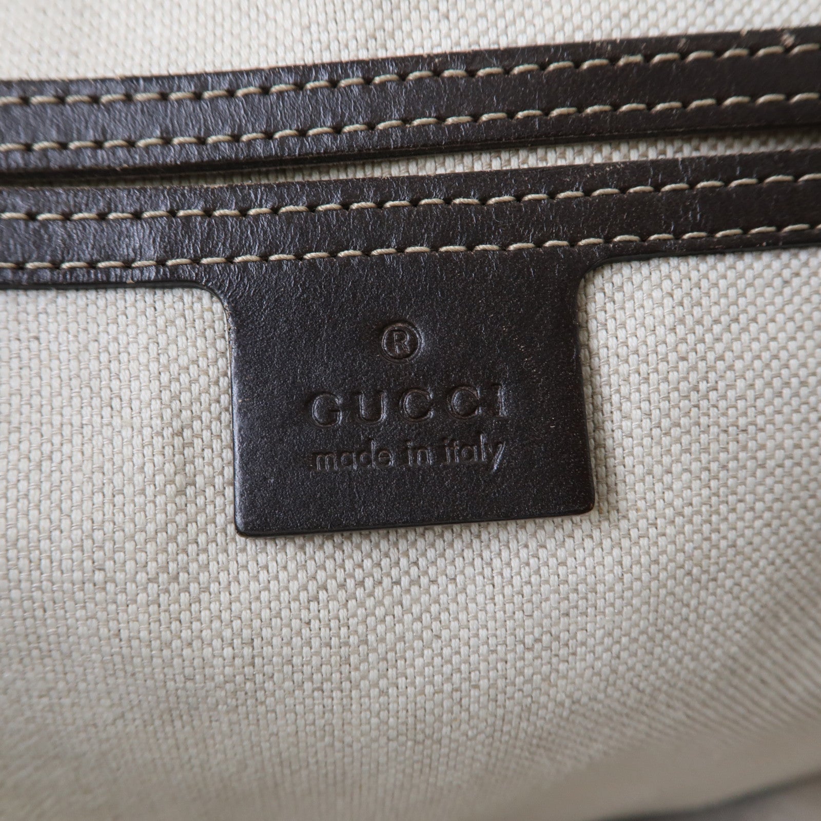 GUCCI 塗層帆布Tote Bag金扣手挽袋啡色