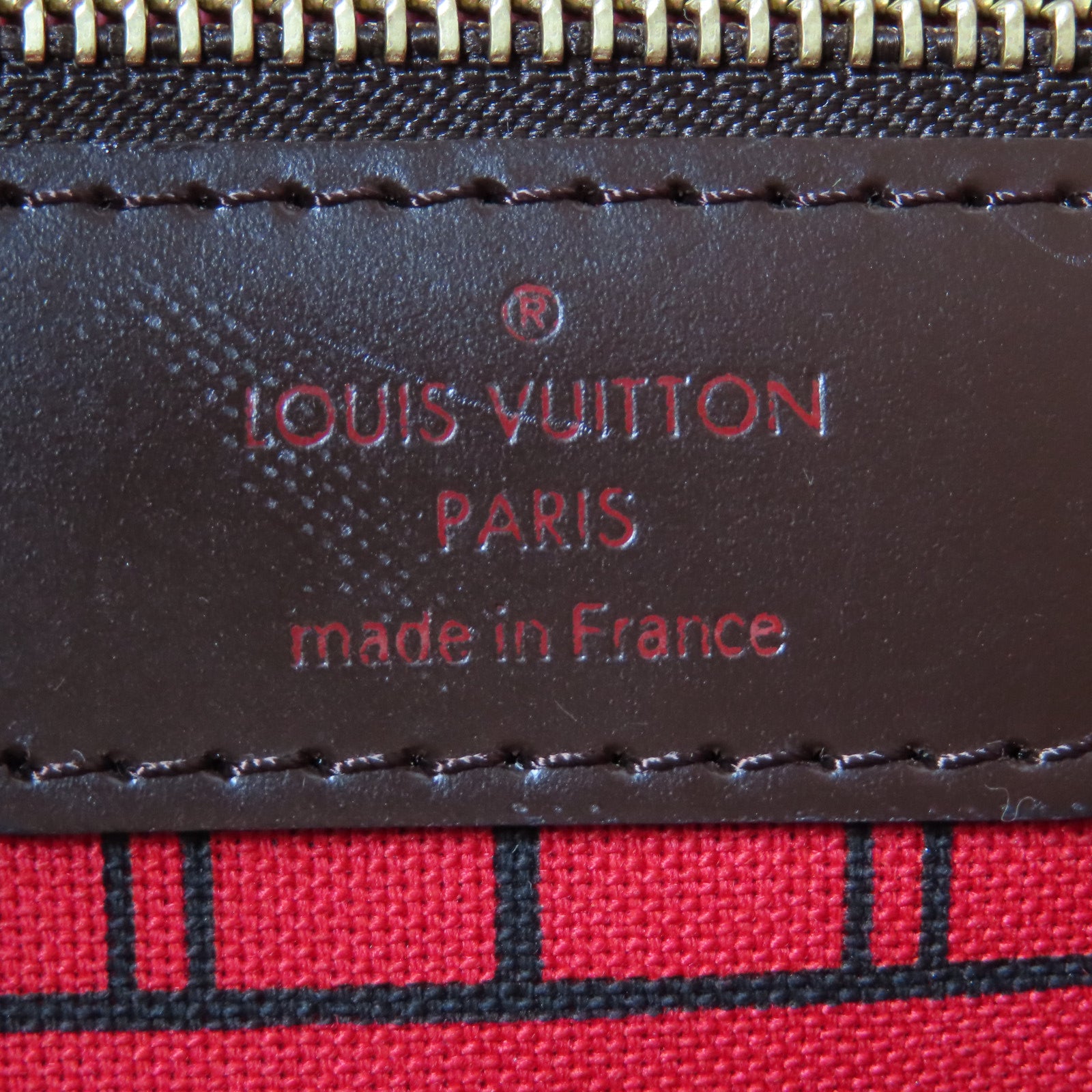 LOUIS VUITTON Damier Neverfull PM金扣手挽袋啡色