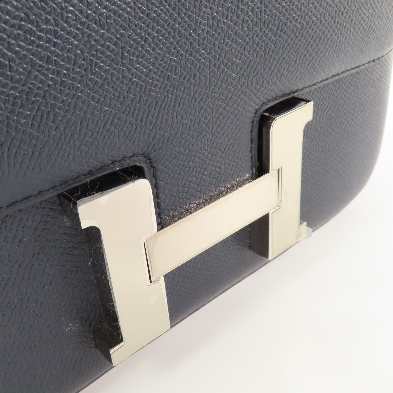 HERMES 【激減優惠】Epsom皮革Constance 24 Shoulder Bag銀扣肩背袋Blue Indigo/靛藍色
