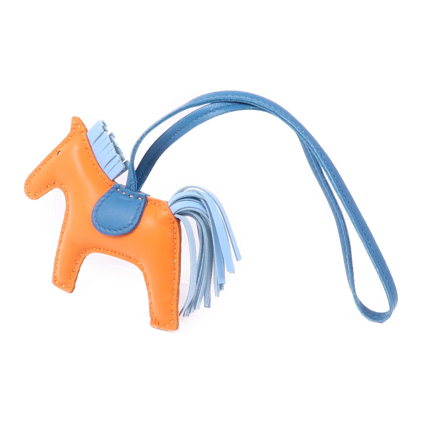 HERMES 【激減優惠】Milo皮革Rodeo PM掛飾Feu/Celeste/Cobalt