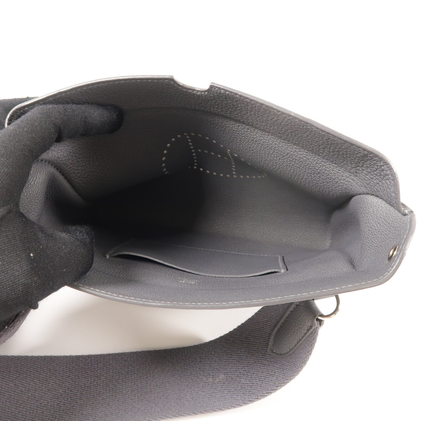 HERMES Togo皮革Videpoches肩背袋Gris Misty
