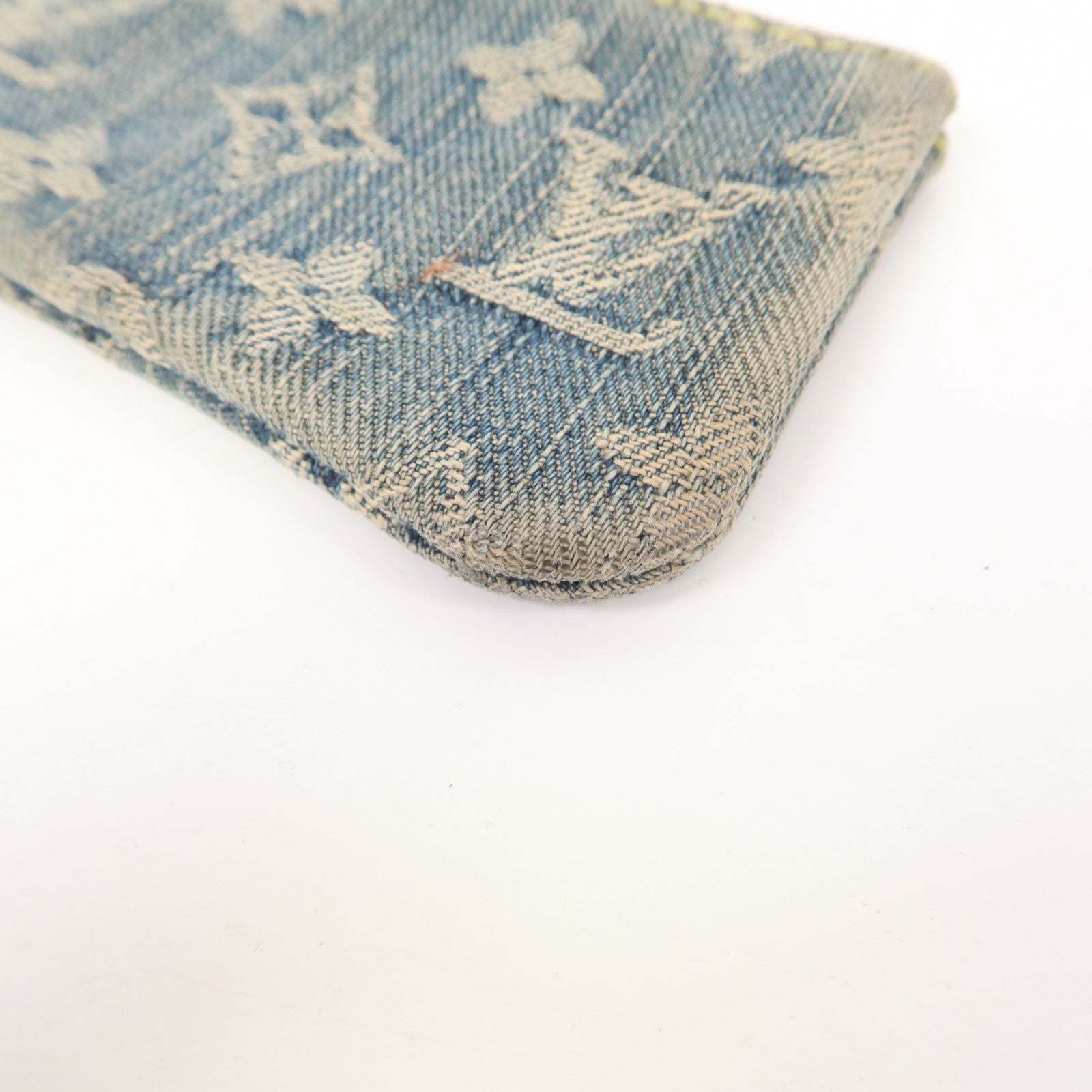 LOUIS VUITTON Monogram Denim Key & Coin Case金扣零錢包藍色