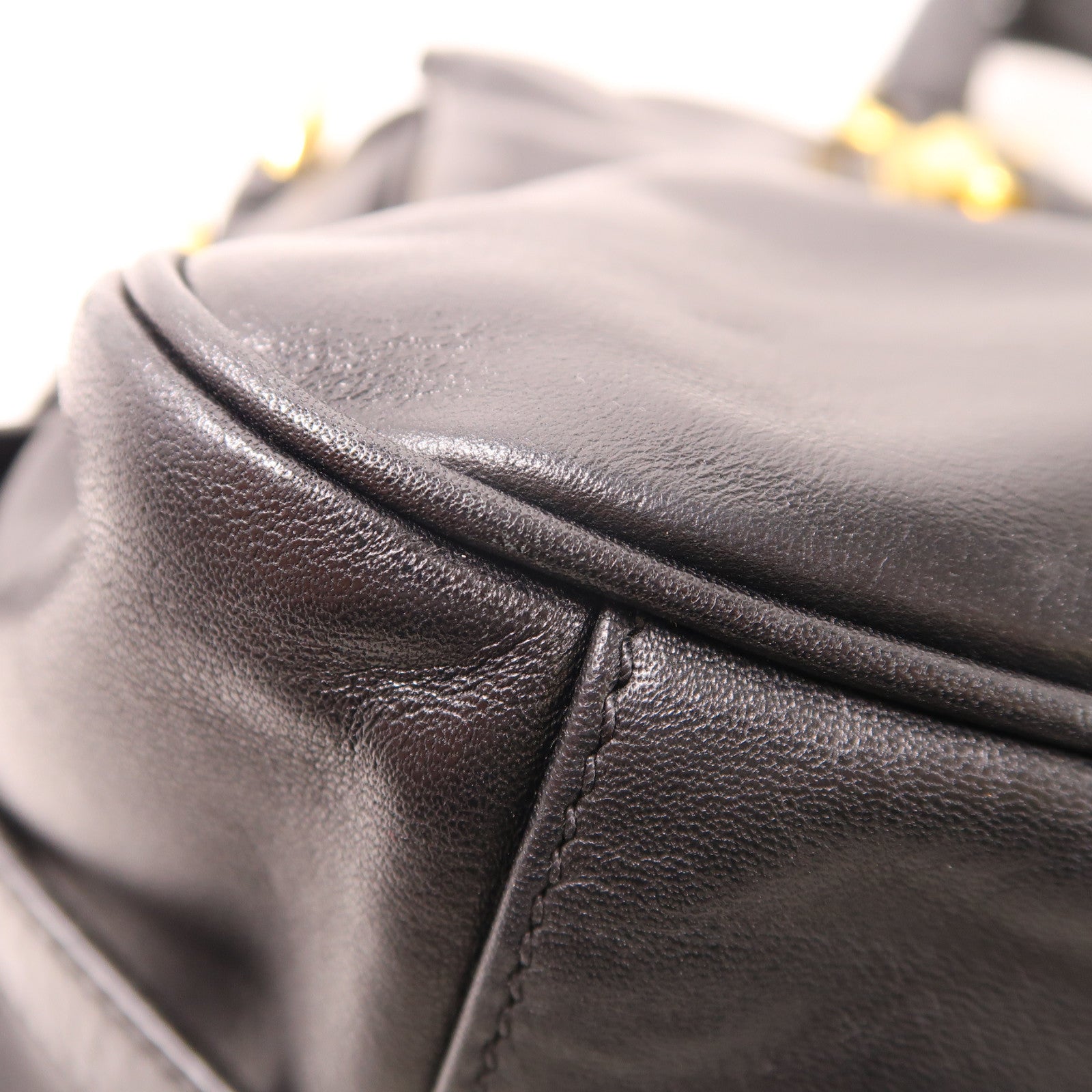 PRADA 牛皮皮革2 Way Shoulder金扣手挽肩背兩用袋黑色