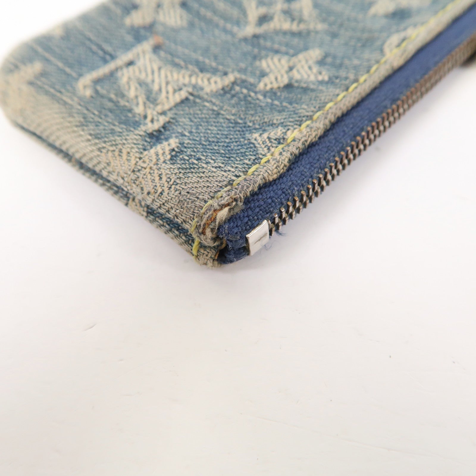 LOUIS VUITTON Monogram Denim Key & Coin Case金扣零錢包藍色