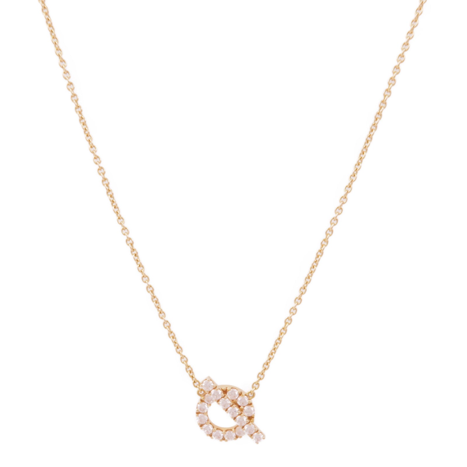 HERMES 18K玫瑰金Finesse Pendant Diamond Necklace鑽石項鍊