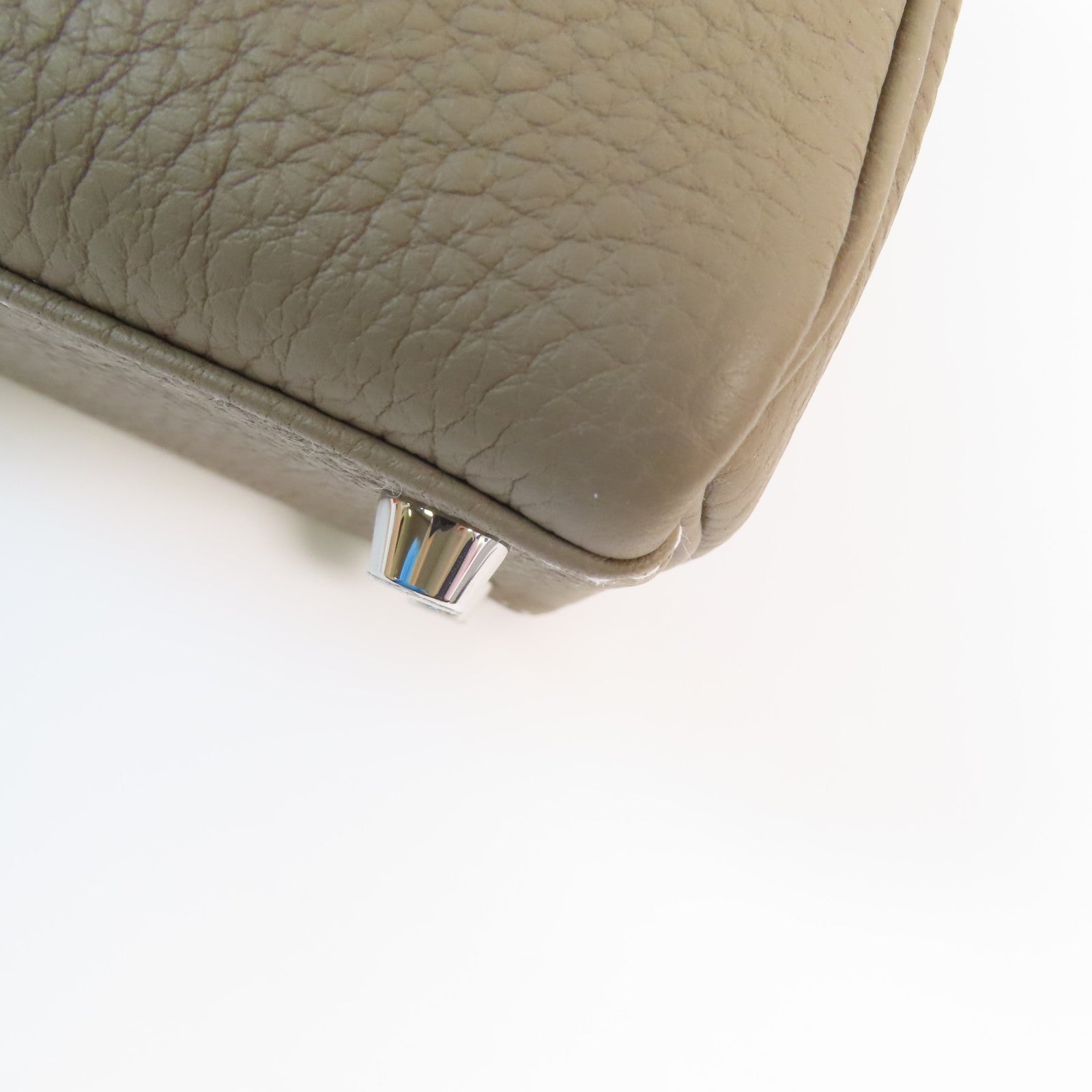 HERMES 【激減優惠】Togo皮革Kelly 25銀扣手挽肩背兩用袋Etoupe