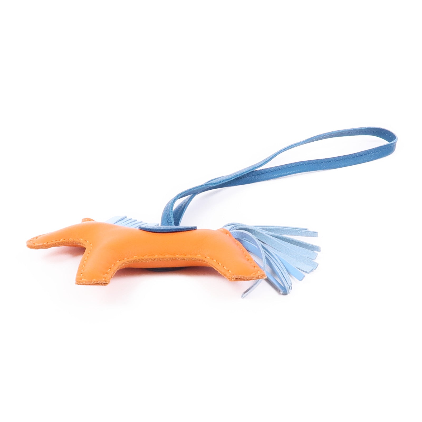 HERMES Milo皮革Rodeo PM掛飾Feu/Celeste/Cobalt