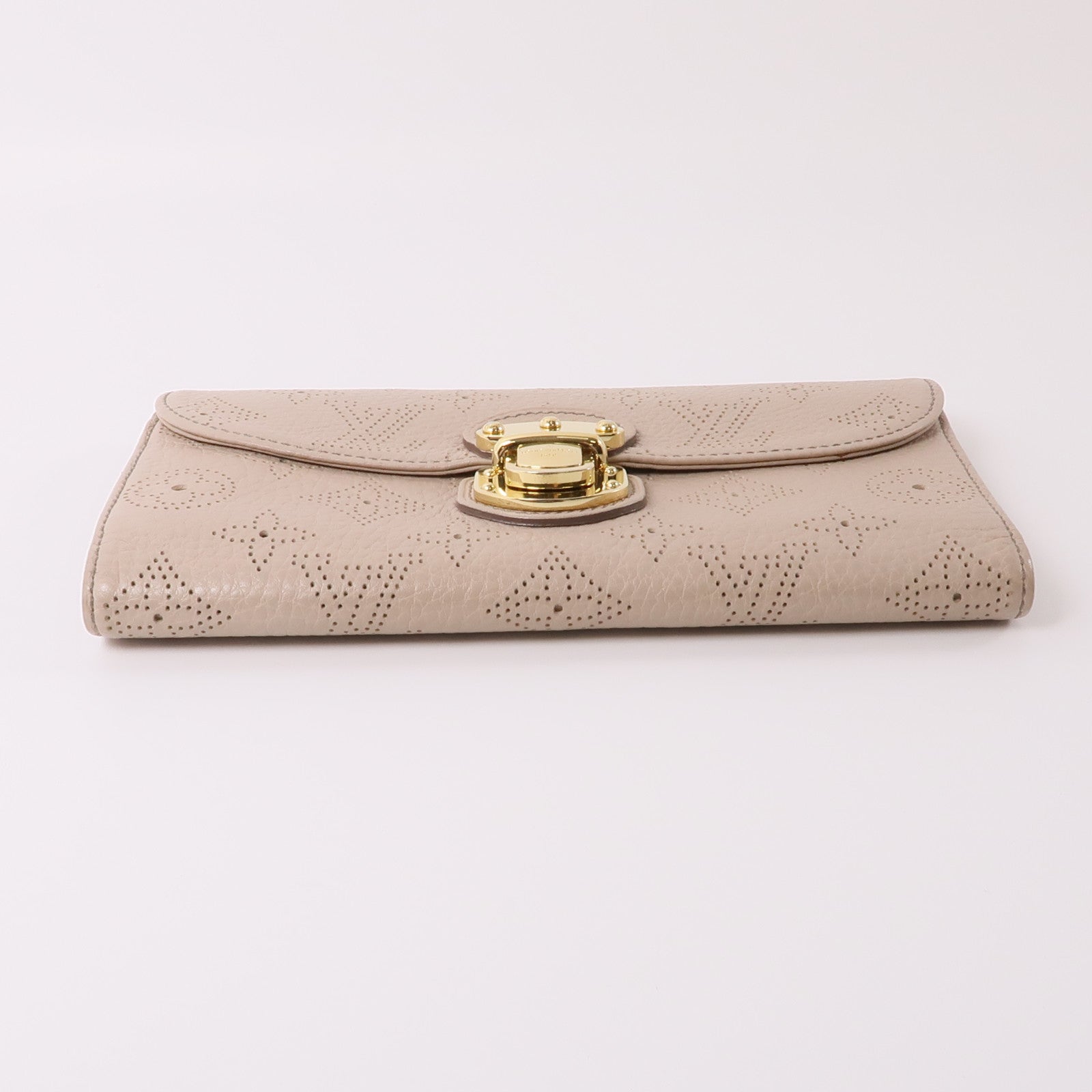LOUIS VUITTON 【激減優惠】Monogram Mahina Amelia Coquille Long Wallet金扣長錢包米色