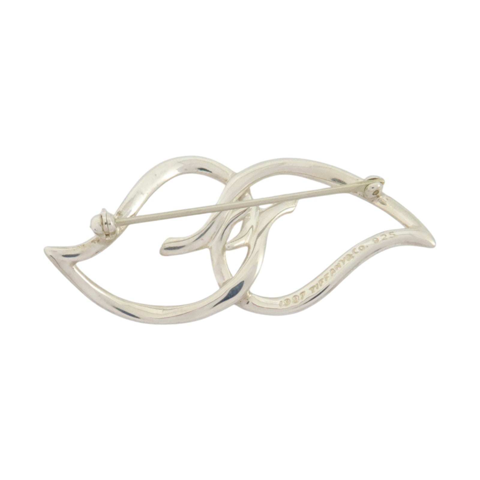 TIFFANY＆CO 925純銀Vintage Double Leaf Brooch銀扣胸針