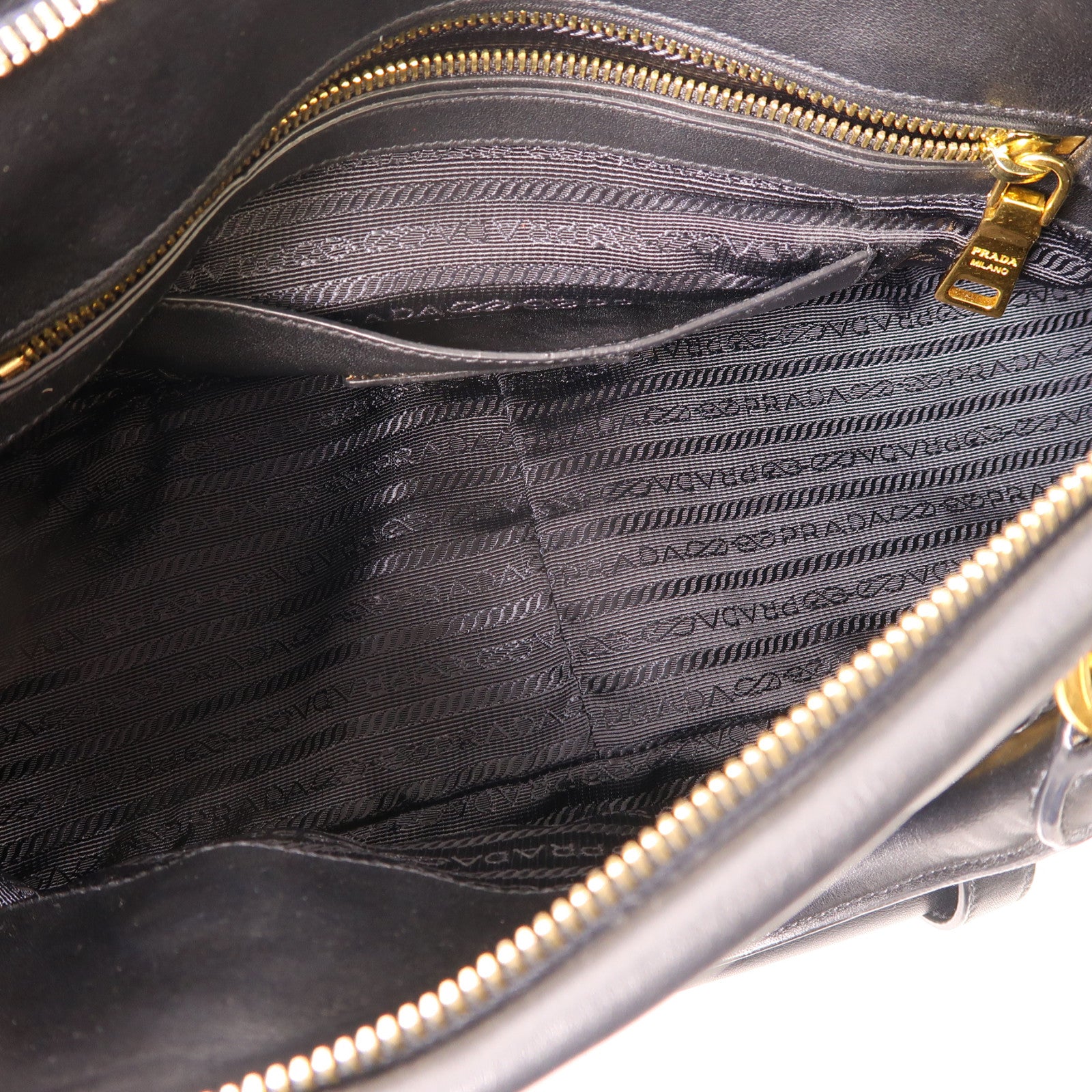 PRADA 牛皮皮革2 Way Shoulder金扣手挽肩背兩用袋黑色