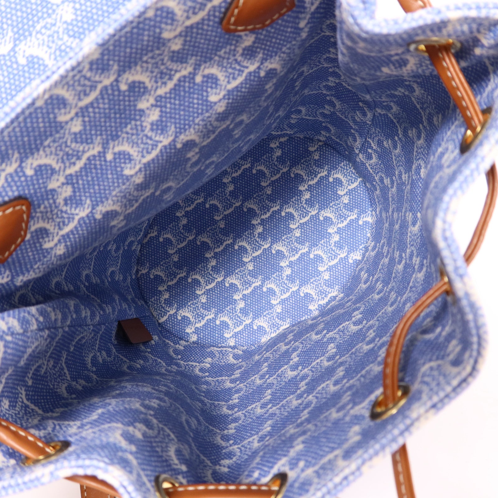 CELINE GHW Bonnie In Textile Backpack Canvas Blue/White/Brown