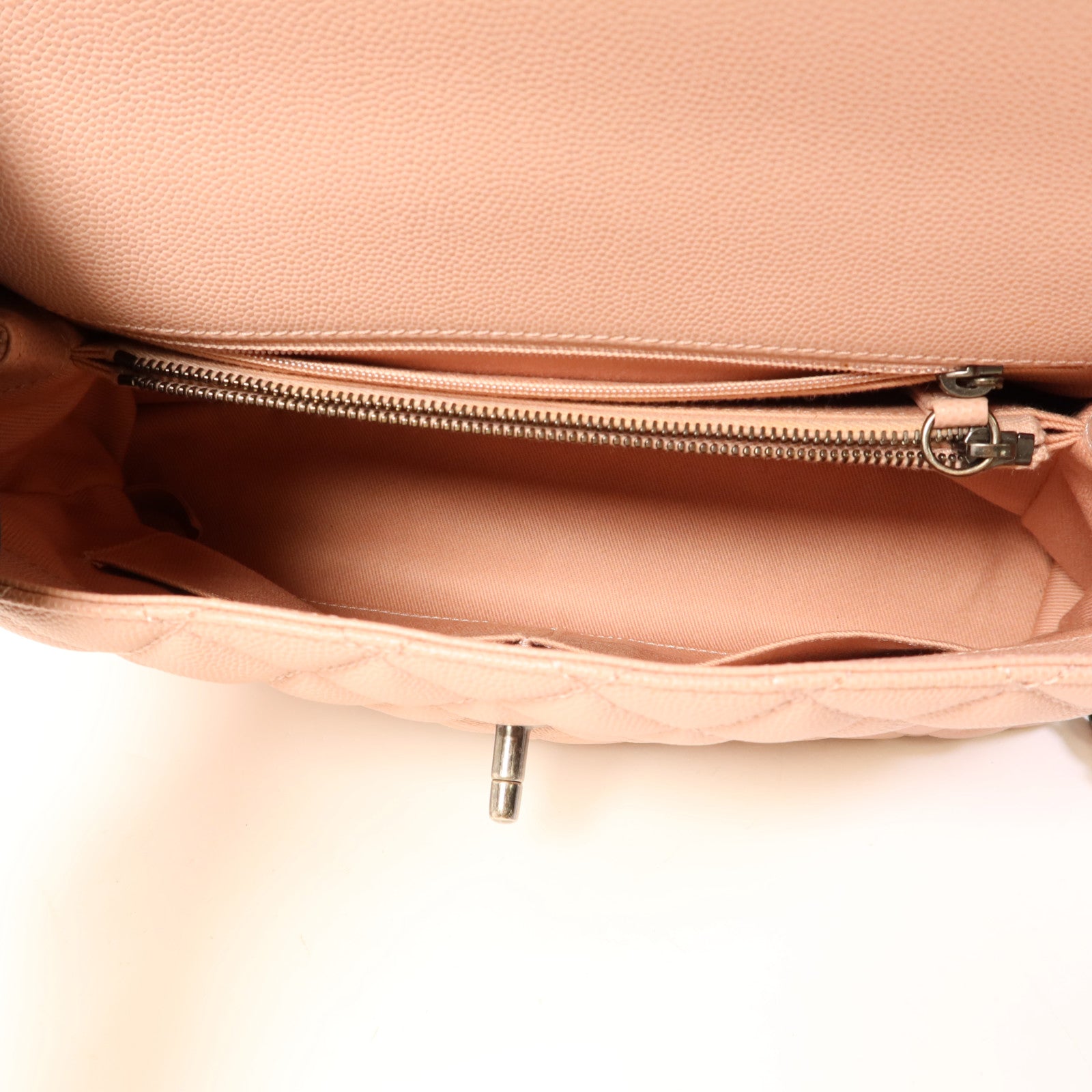 CHANEL 牛皮皮革Coco Handle銀扣手挽肩背兩用袋