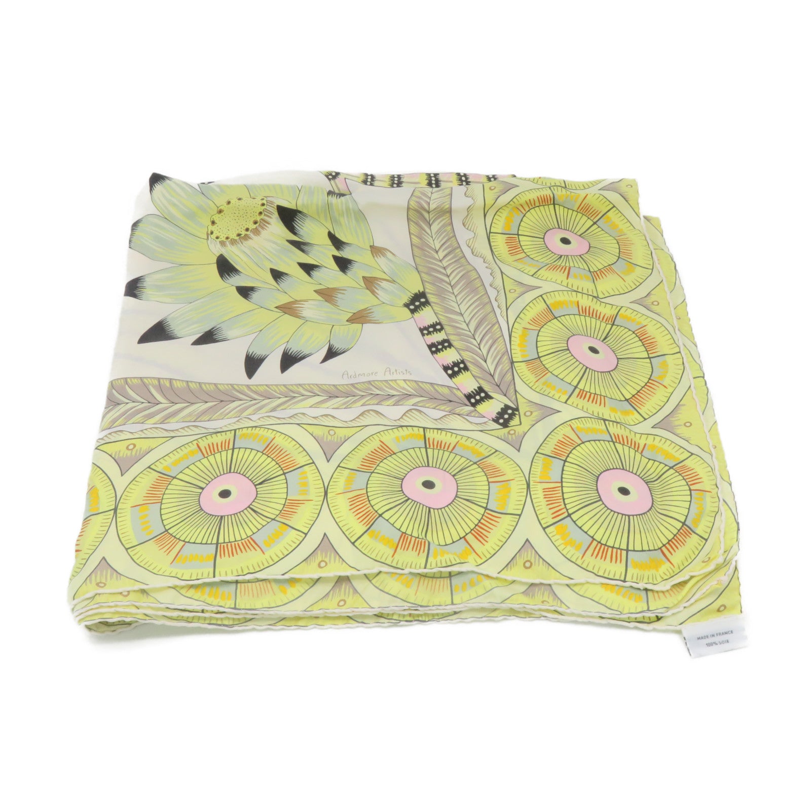 HERMES 【激減優惠】絲質Scarf 135x135絲巾黃色/彩色
