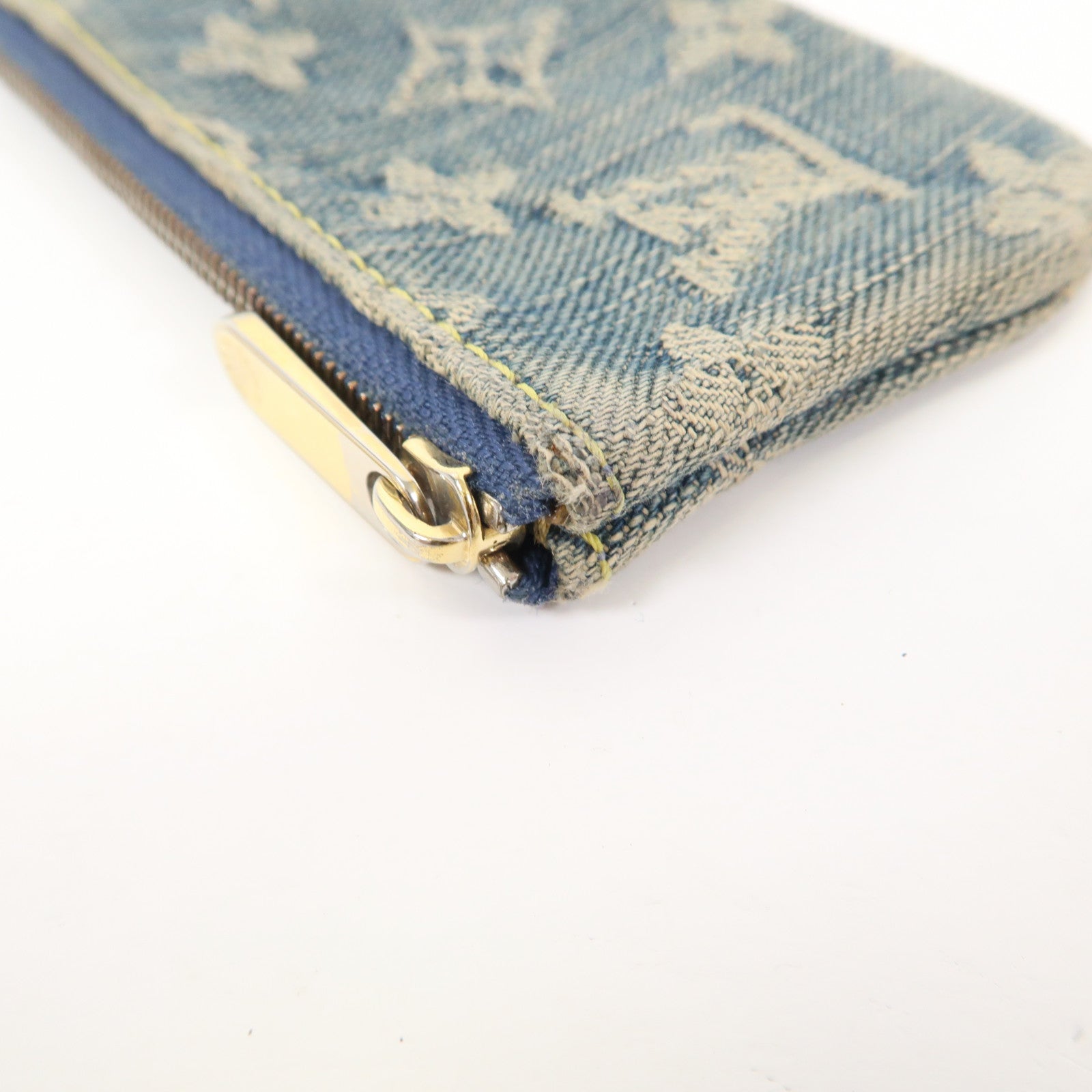 LOUIS VUITTON Monogram Denim Key & Coin Case金扣零錢包藍色
