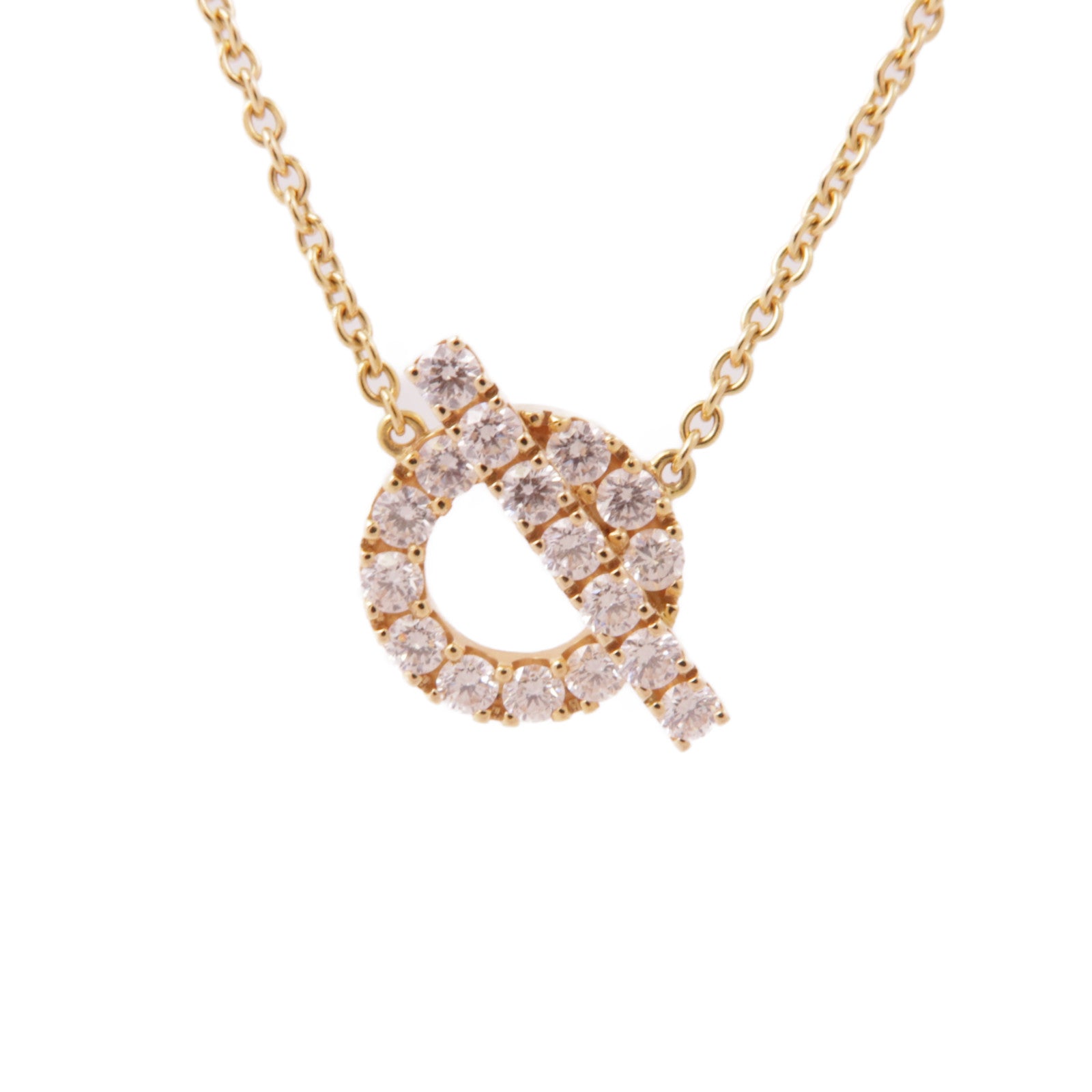 HERMES 18K玫瑰金Finesse Pendant Diamond Necklace鑽石項鍊