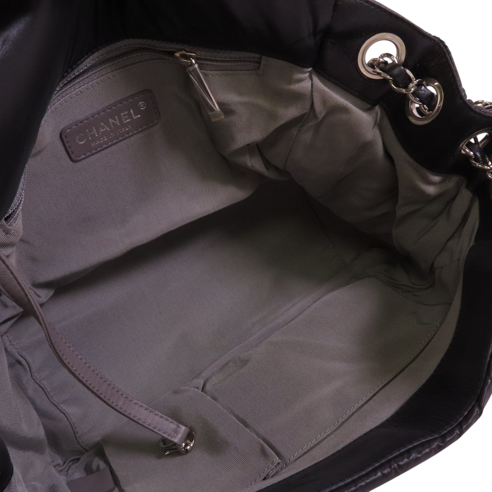 CHANEL 尼龍Chain Shoulder銀扣鏈帶肩背袋