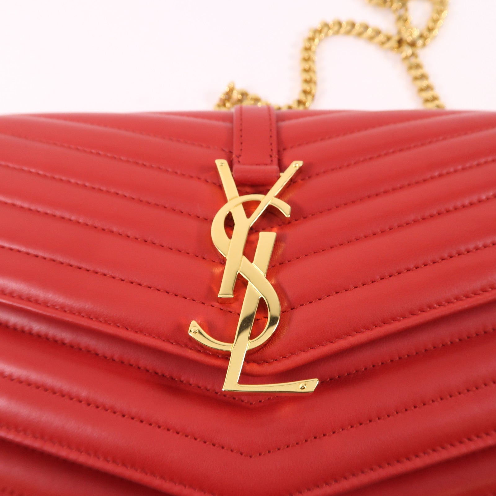 SAINT LAURENT 羊皮皮革Chain Shoulder Bag金扣鏈帶肩背袋