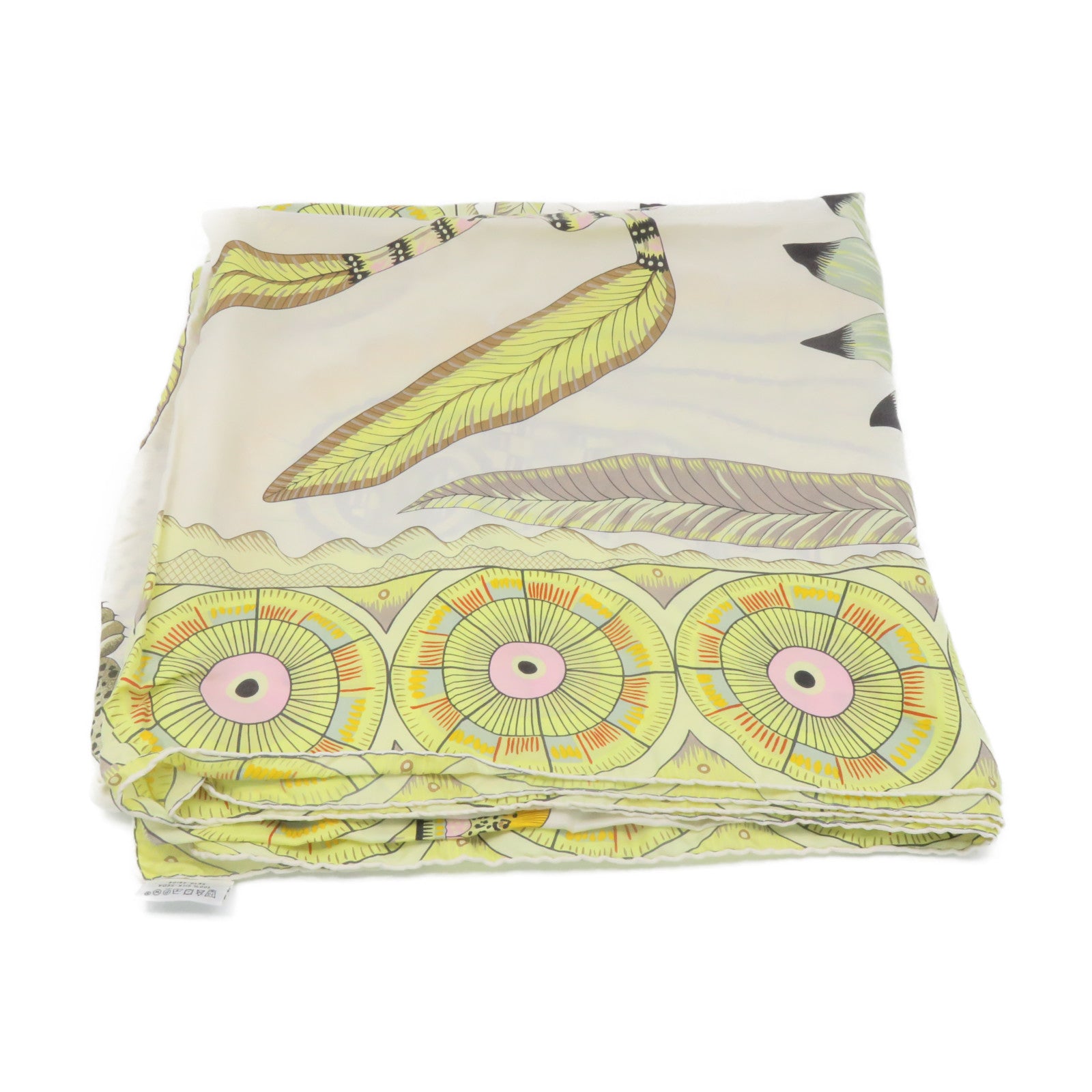 HERMES 【激減優惠】絲質Scarf 135x135絲巾黃色/彩色