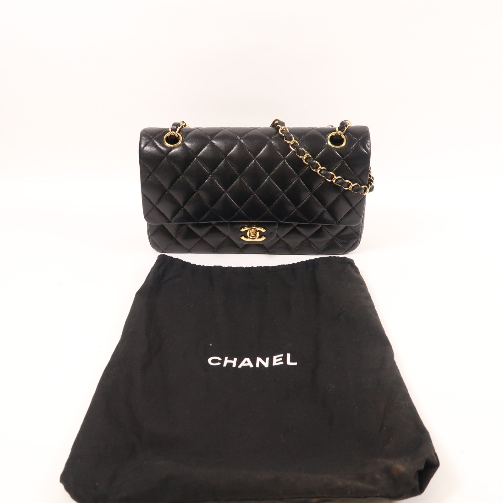 CHANEL 羊皮皮革Classic 25金扣鏈帶肩背袋