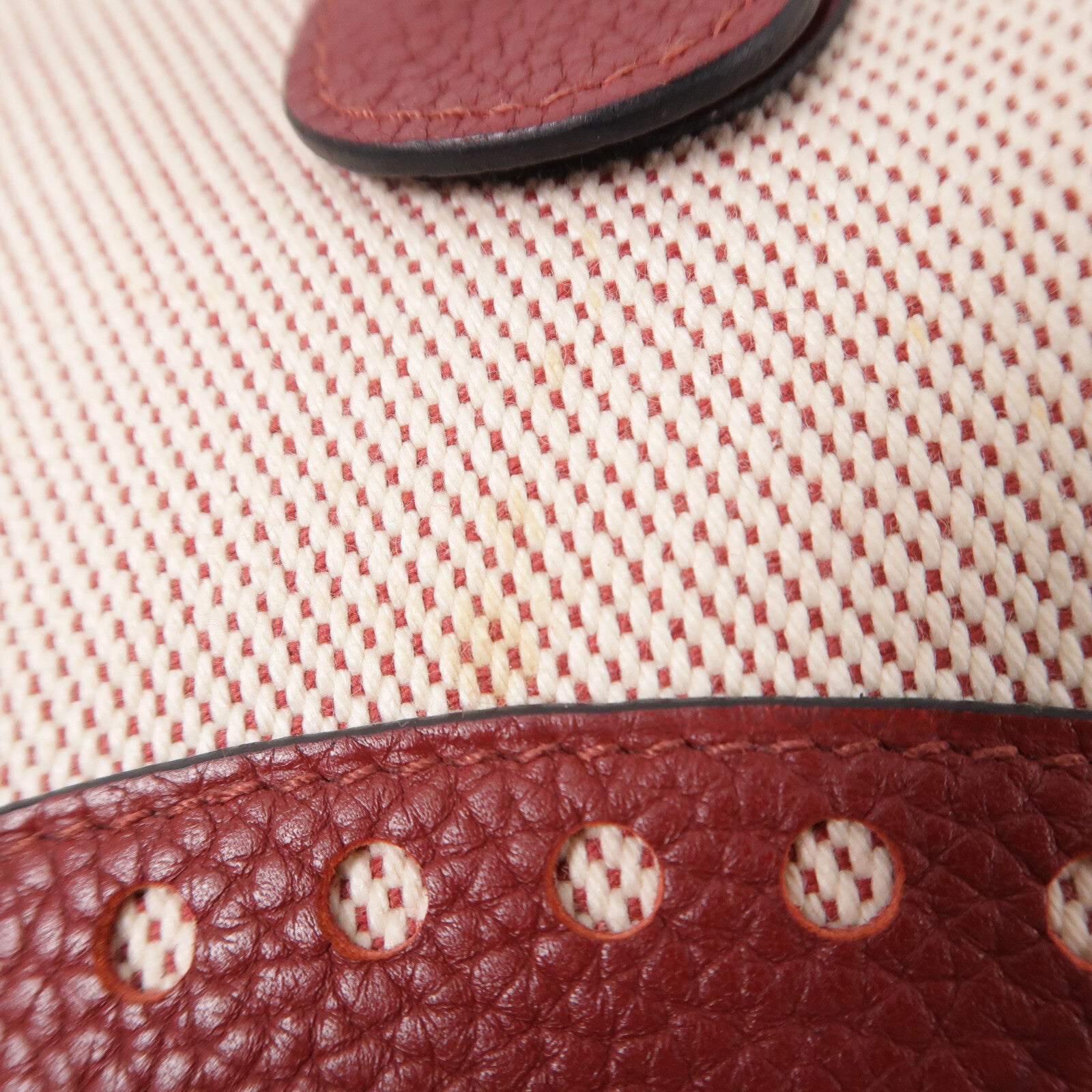 HERMES 帆布/Clemence皮革Evelyne PM肩背袋Rouge