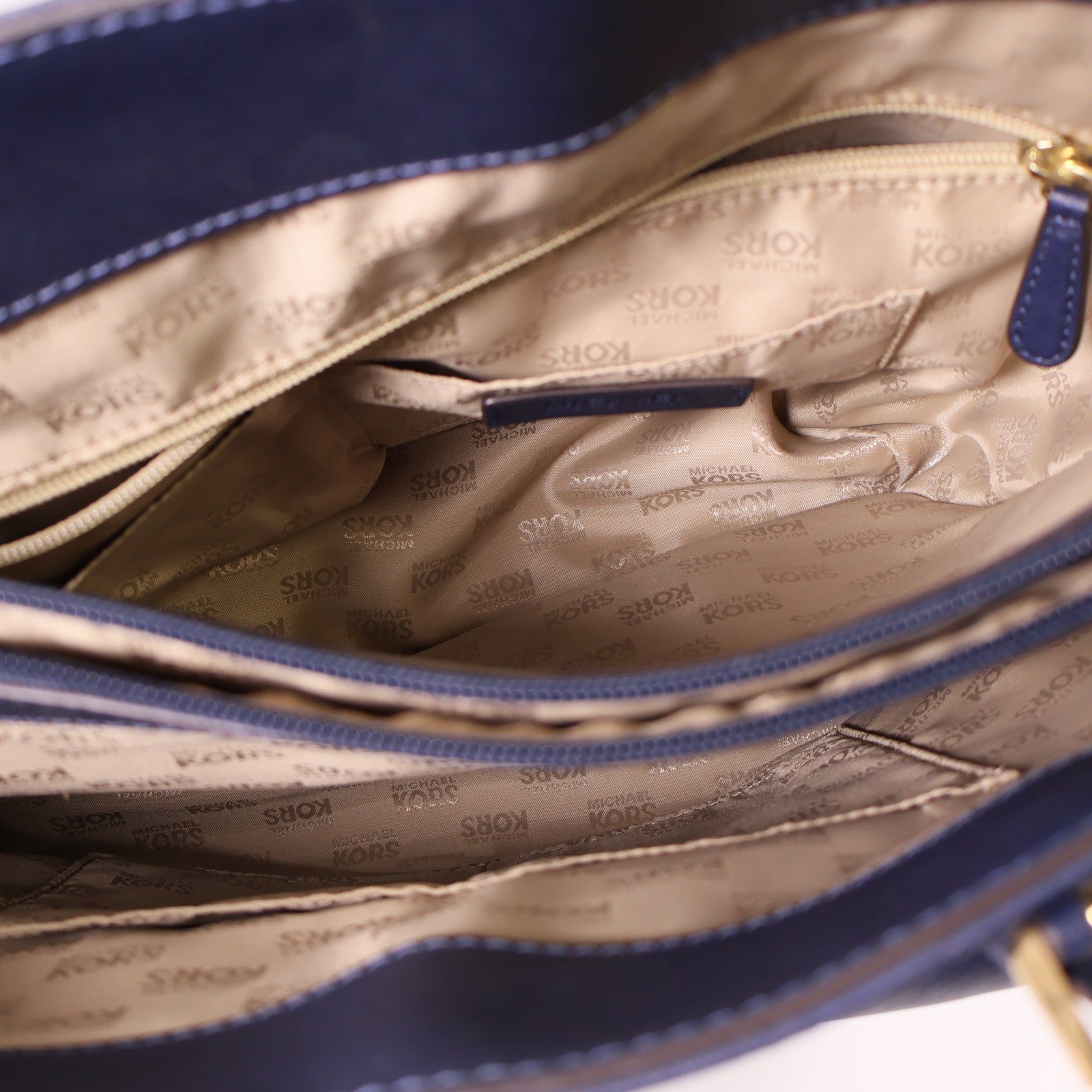 Michael Kors 牛皮皮革Shoulder Bag金扣肩背袋深藍色
