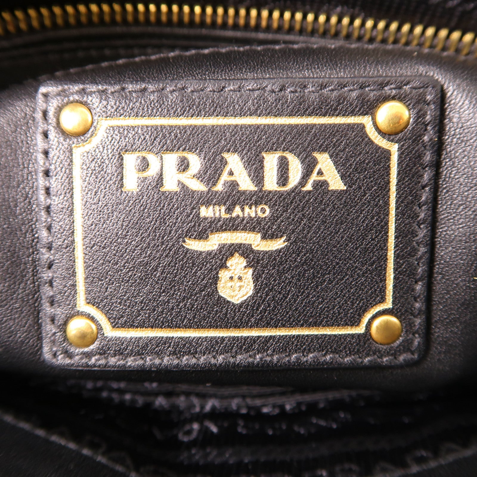 PRADA 牛皮皮革2 Way Shoulder金扣手挽肩背兩用袋黑色