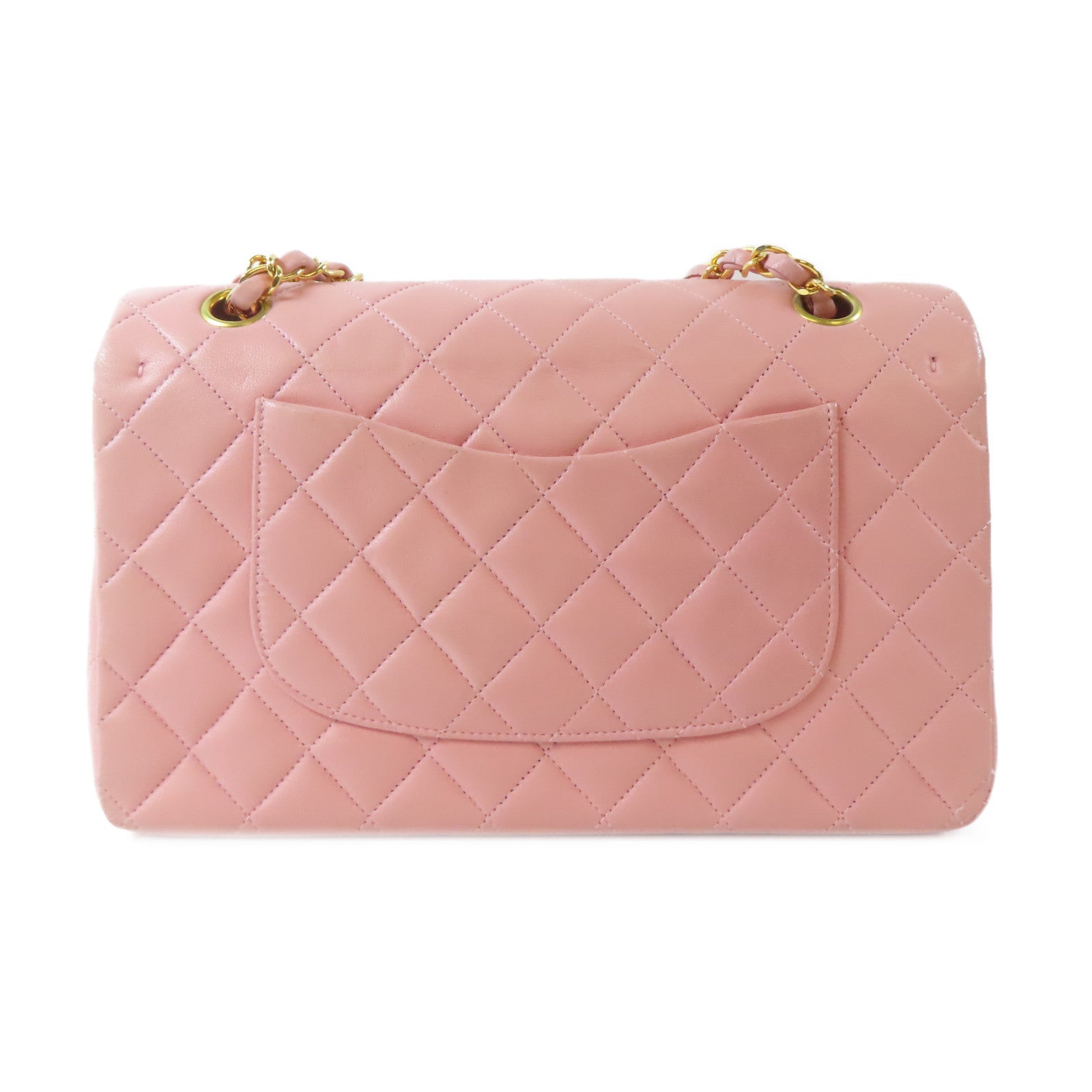 CHANEL 菱格羊皮皮革Chain Shoulder Bag金扣鏈帶肩背袋粉紅色