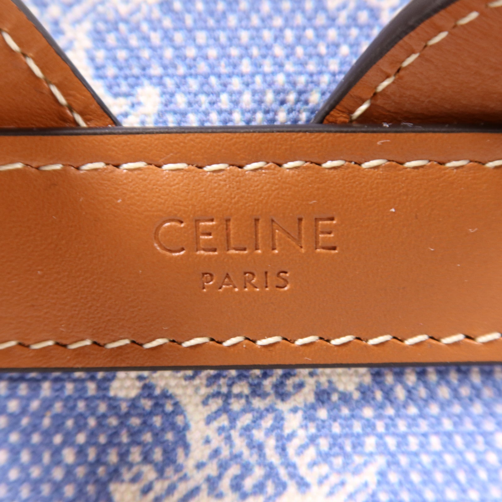 CELINE GHW Bonnie In Textile Backpack Canvas Blue/White/Brown