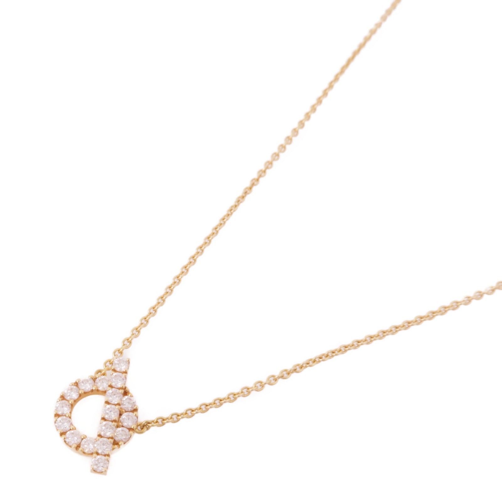 HERMES 18K玫瑰金Finesse Pendant Diamond Necklace鑽石項鍊