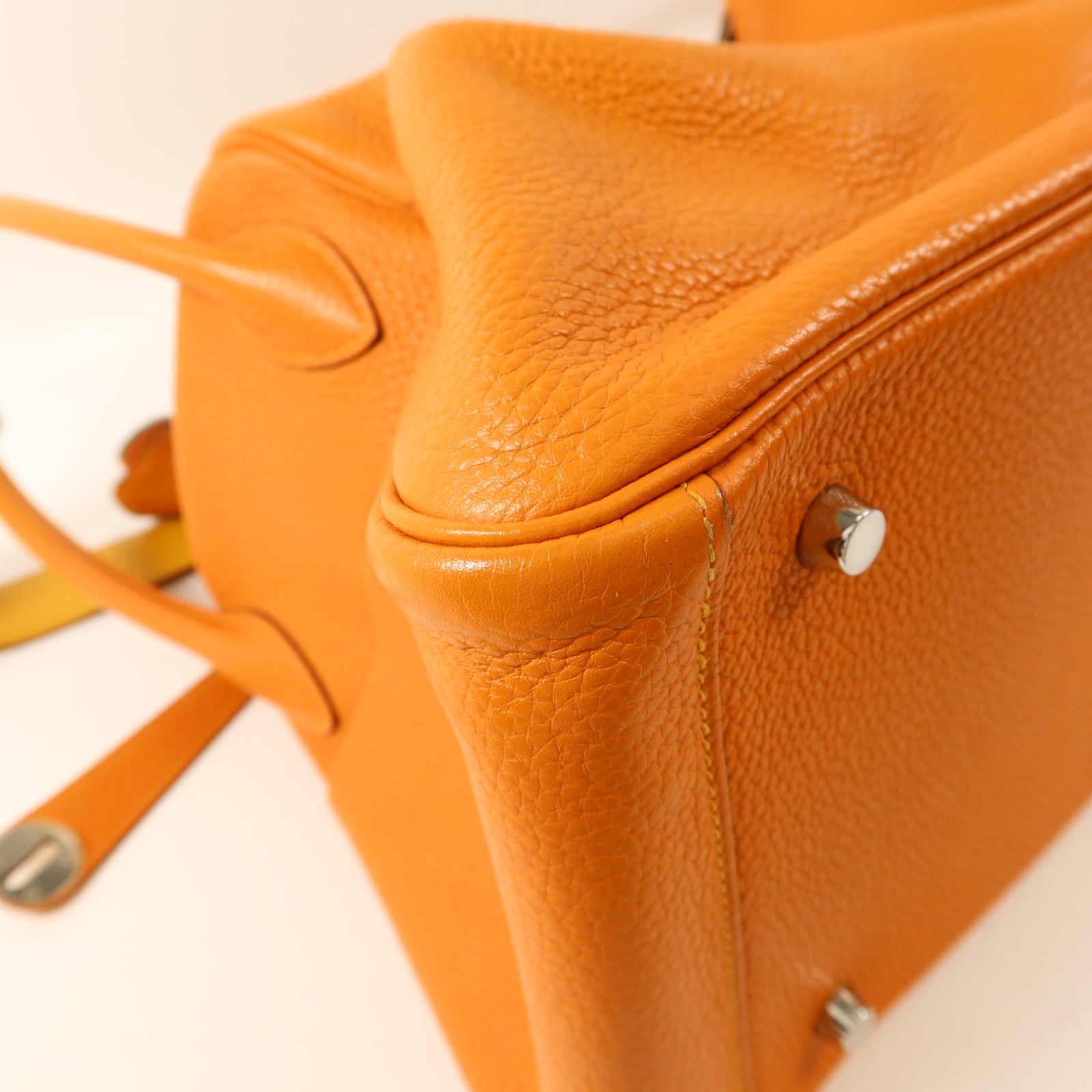HERMES Clemence皮革Lindy 34手挽肩背兩用袋Orange/Jaune Ambre